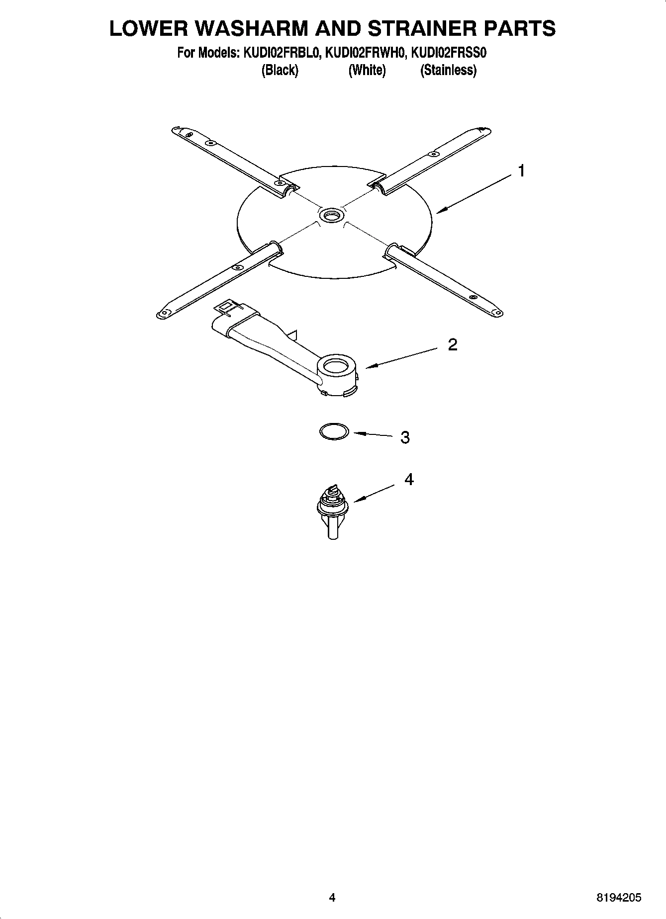 04 - LOWER WASHARM AND STRAINER PARTS