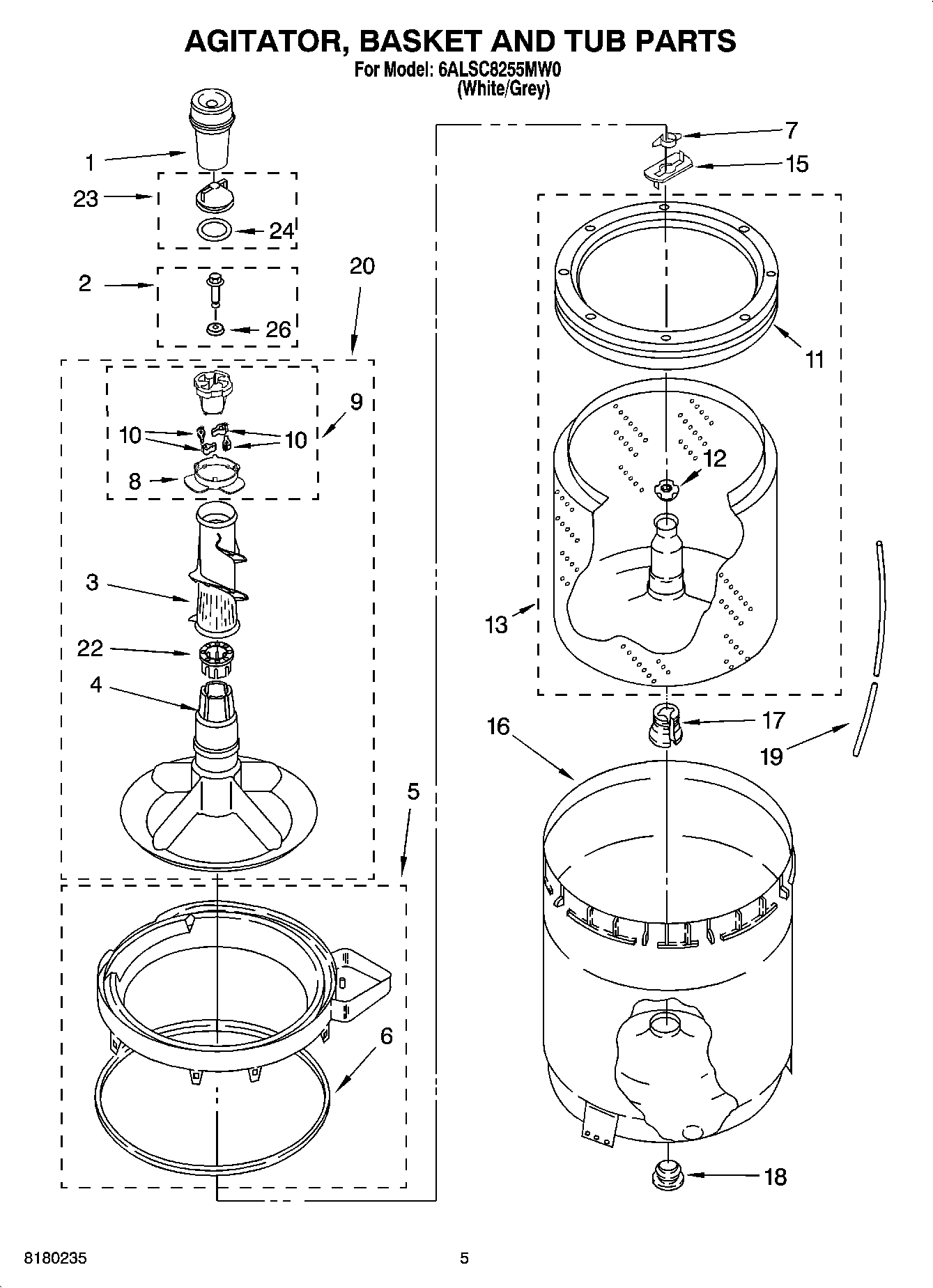 03 - AGITATOR, BASKET AND TUB PARTS