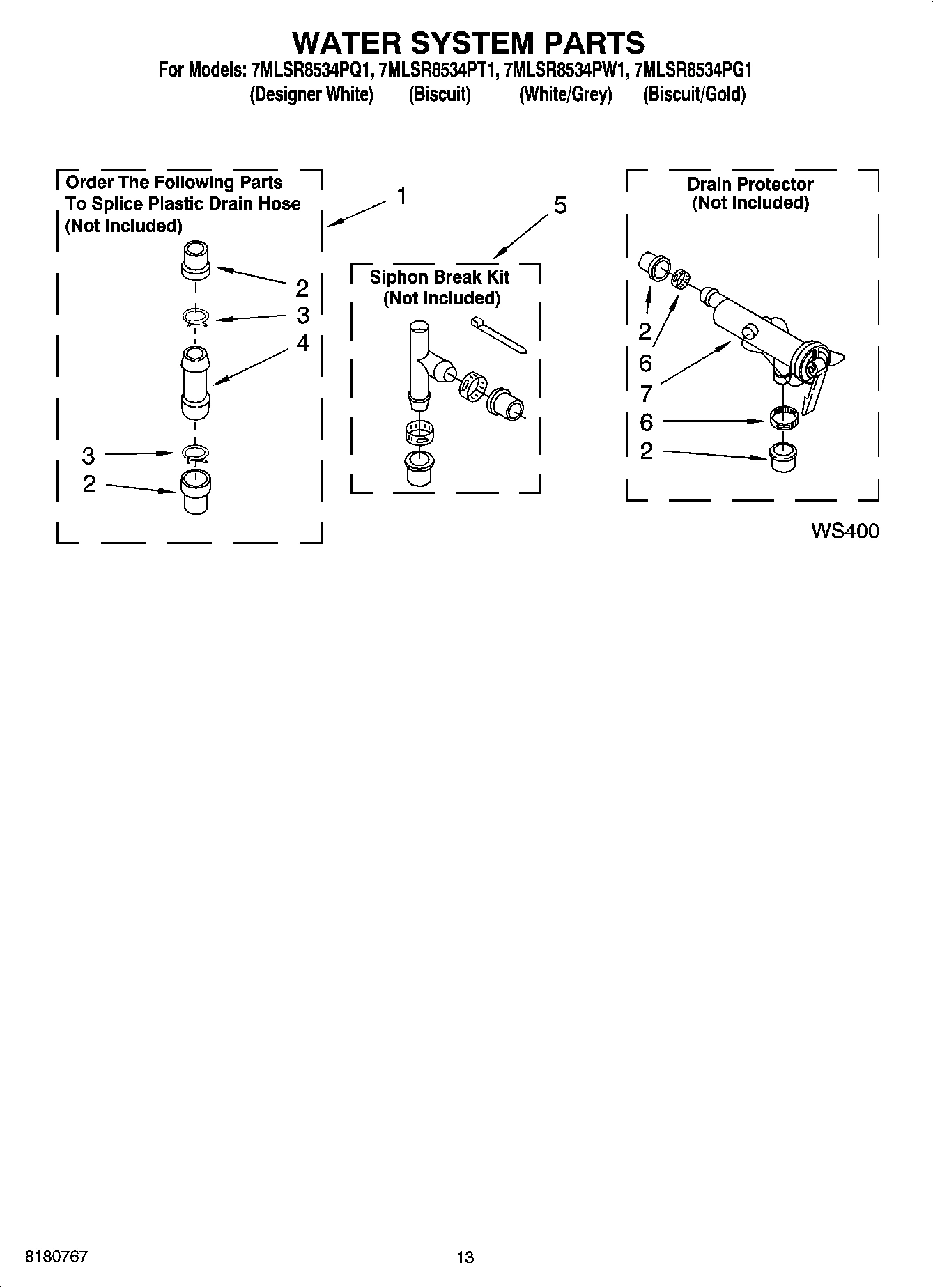 09 - WATER SYSTEM PARTS, OPTIONAL PARTS (NOT INCLUDED)