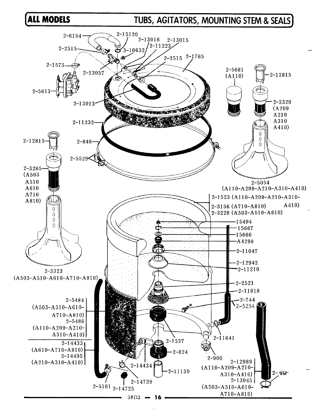 08 - TUB, AGITATOR, MOUNTING STEM & SEAL