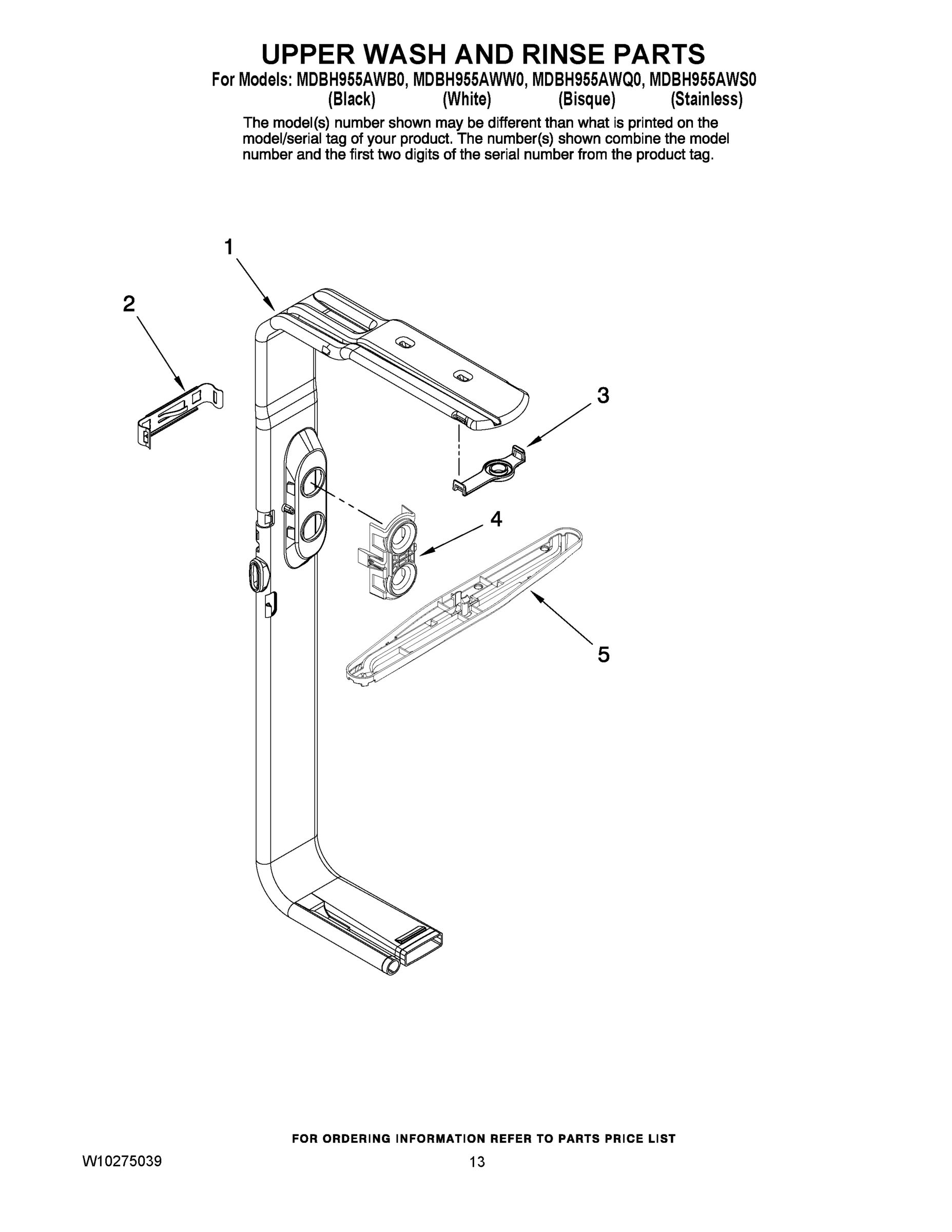 10 - UPPER WASH AND RINSE PARTS