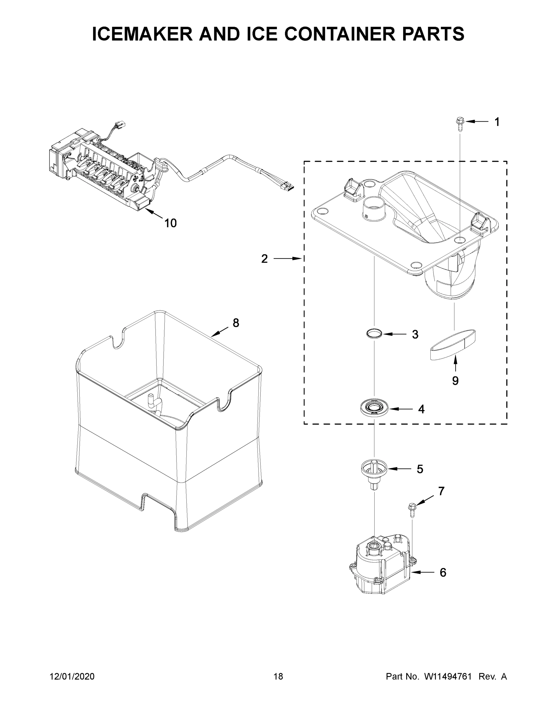 10 - ICEMAKER AND ICE CONTAINER PARTS
