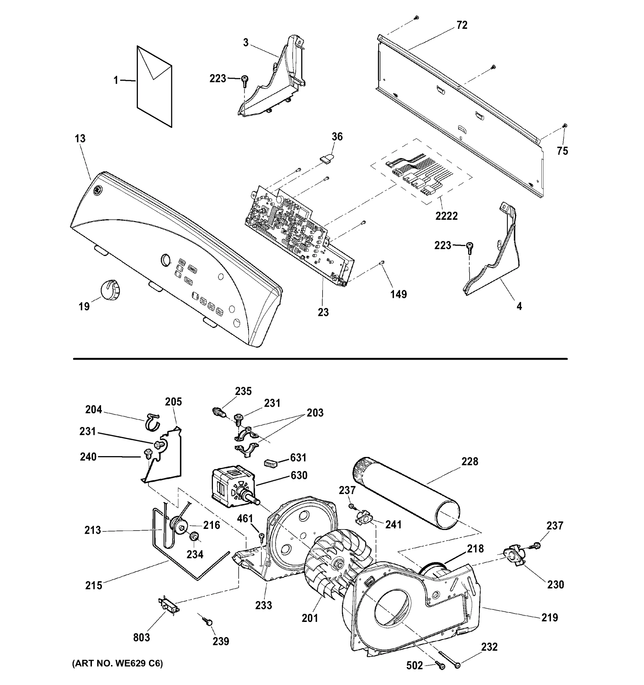 BACKSPLASH, BLOWER & DRIVE ASSEMBLY