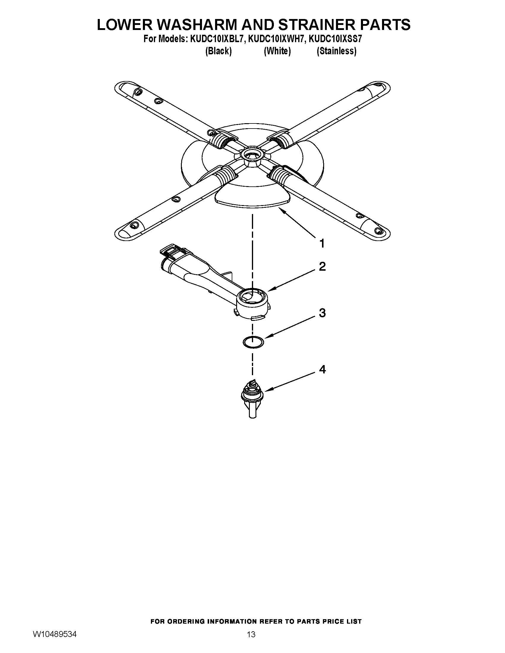 11 - LOWER WASHARM AND STRAINER PARTS