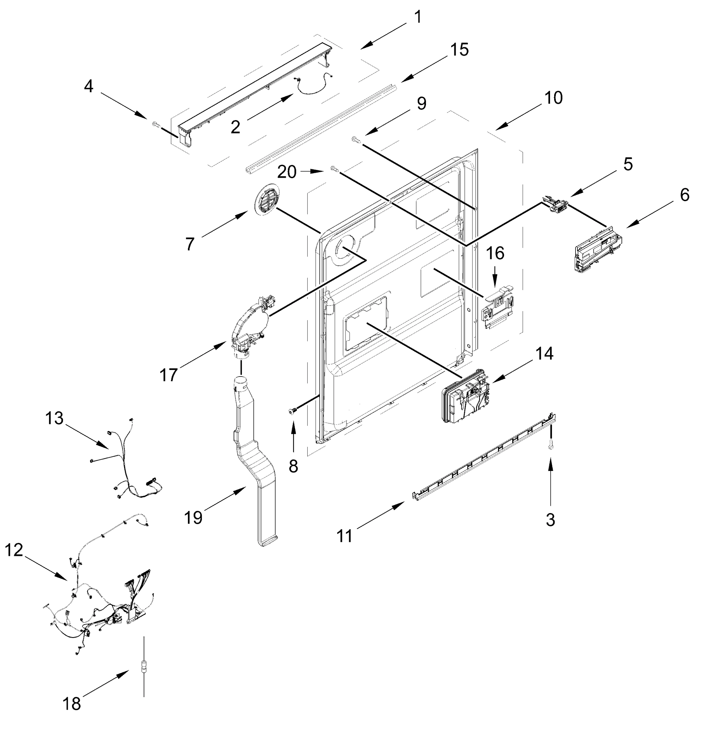CONTROL PANEL AND INNER DOOR PARTS