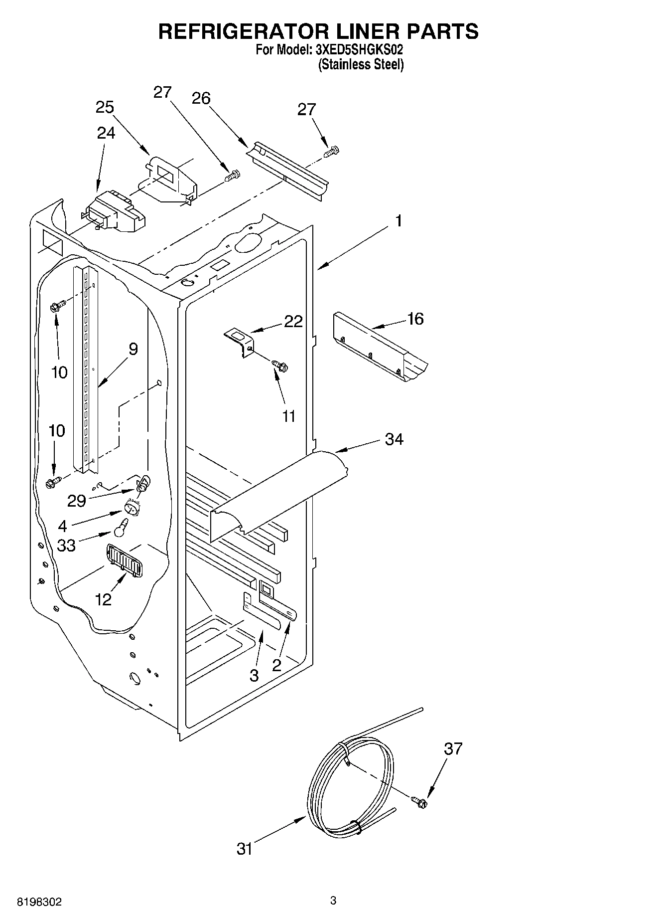02 - REFRIGERATOR LINER PARTS