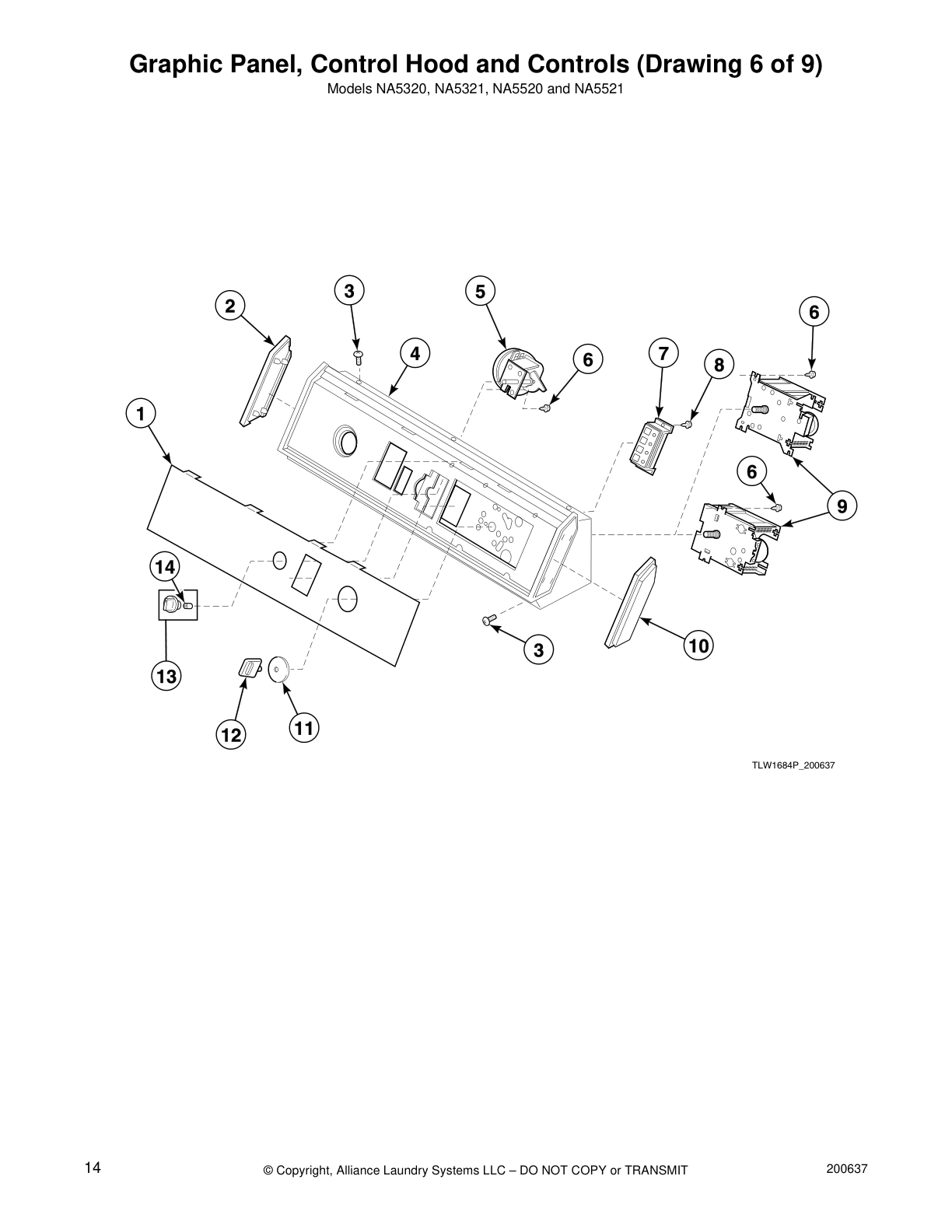 Graphic Panel, Control Hood and Controls (Drawing 6 of 9)