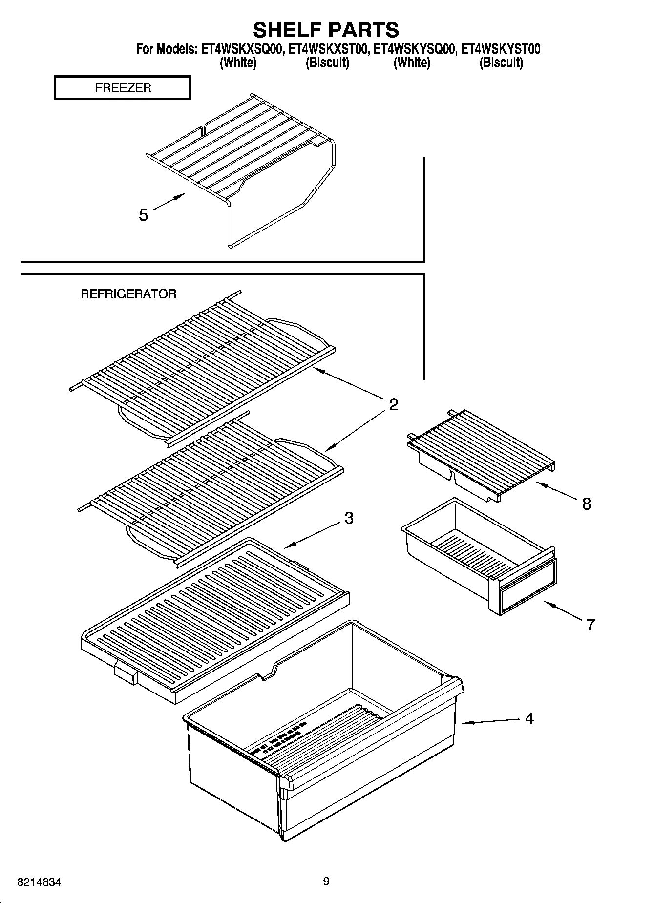 05 - SHELF PARTS, OPTIONAL PARTS (NOT INCLUDED)