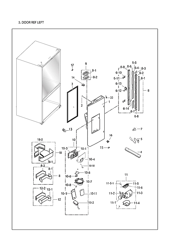 LEFT REFRIGERATOR DOOR PARTS