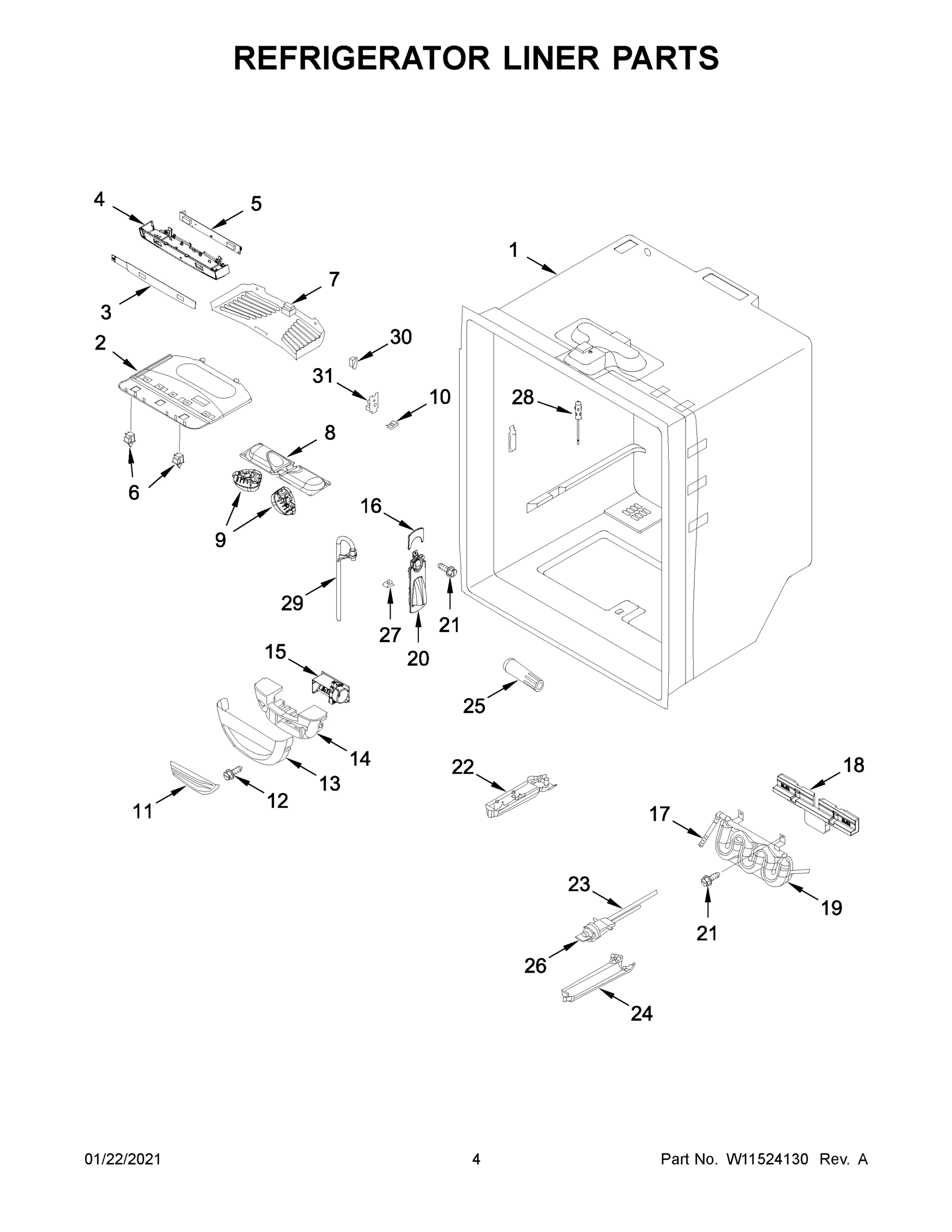 03 - REFRIGERATOR LINER PARTS