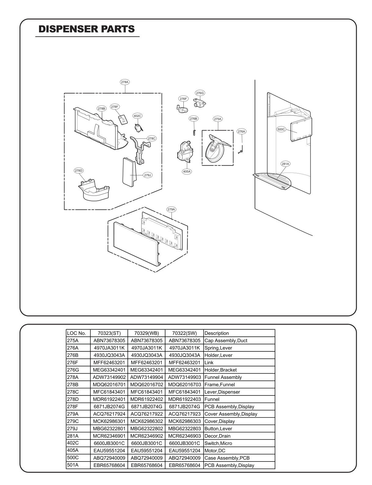 DISPENSER PARTS