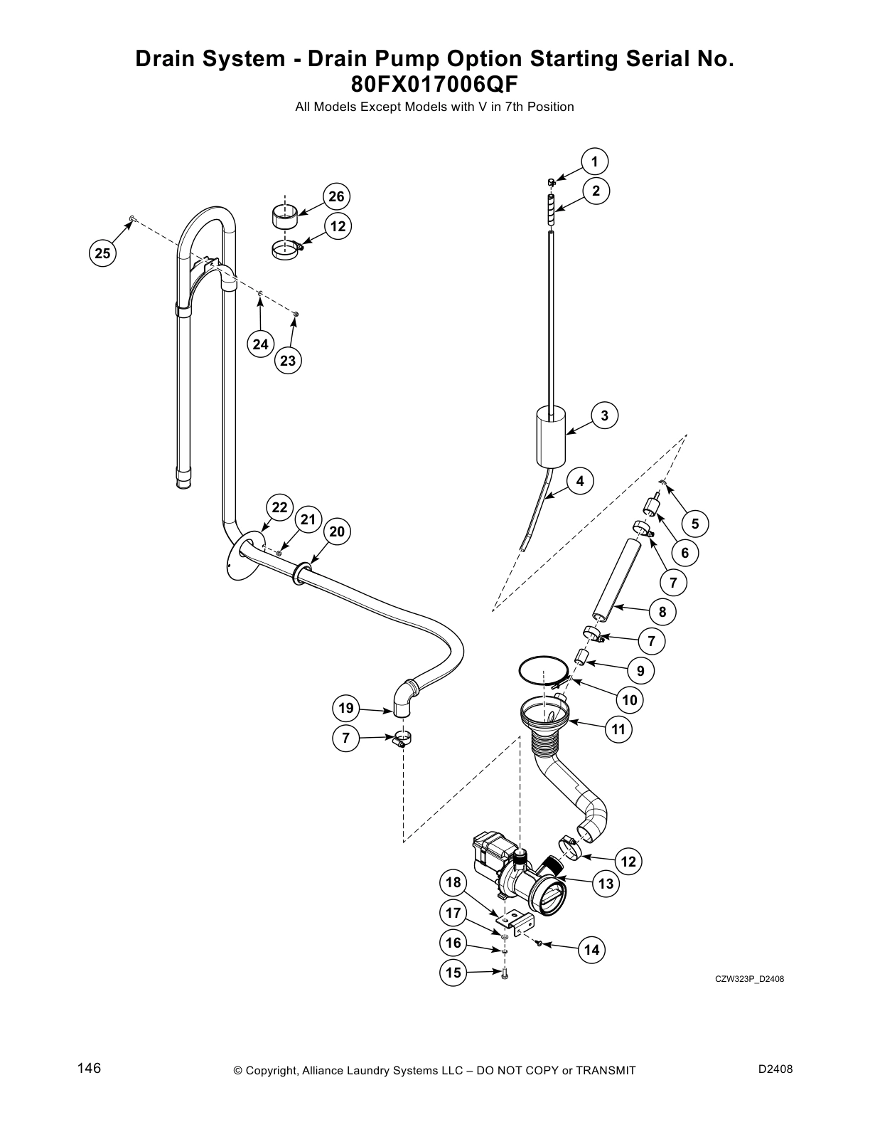 Drain System - Drain Pump Option Starting Serial No.
80FX017006QF
