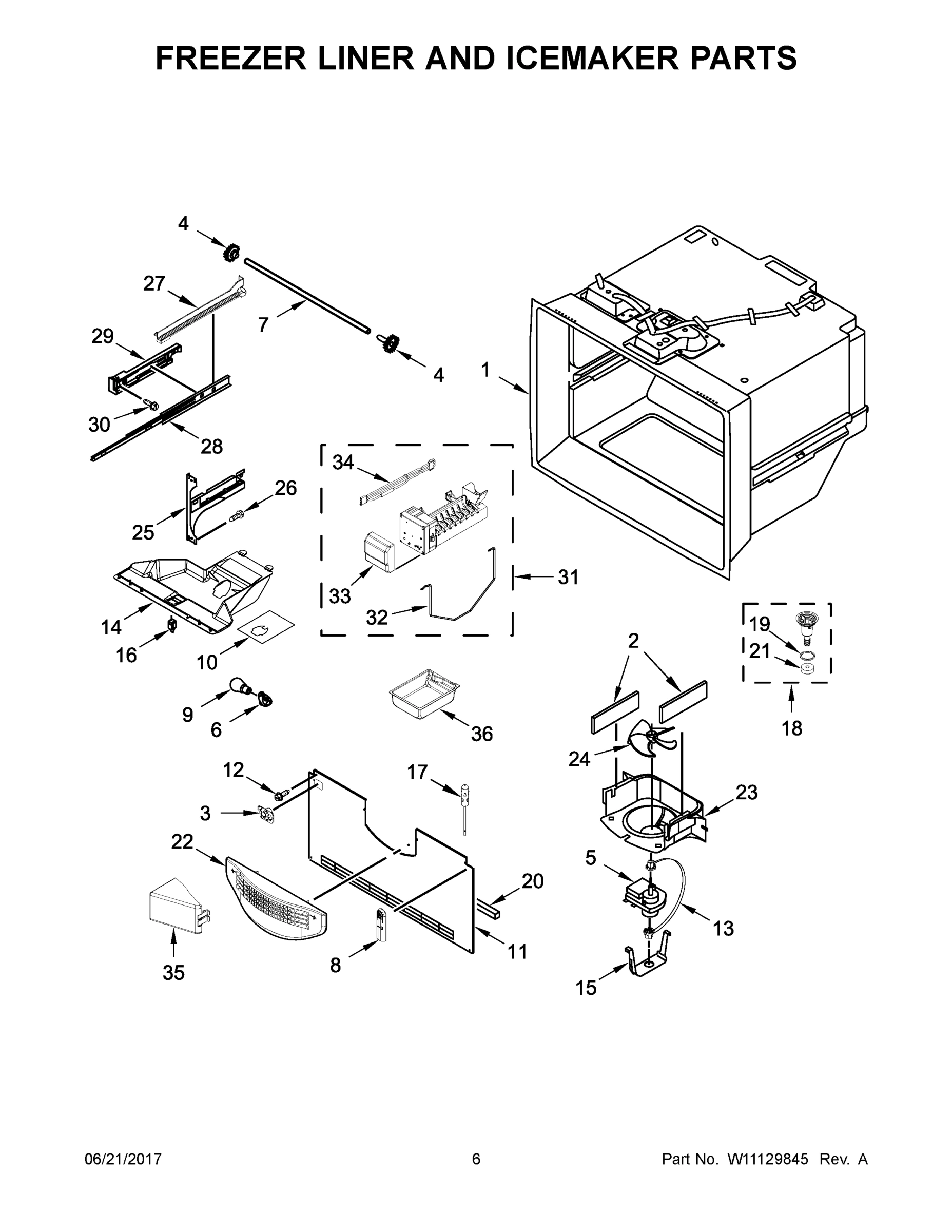 04 - FREEZER LINER AND ICEMAKER PARTS
