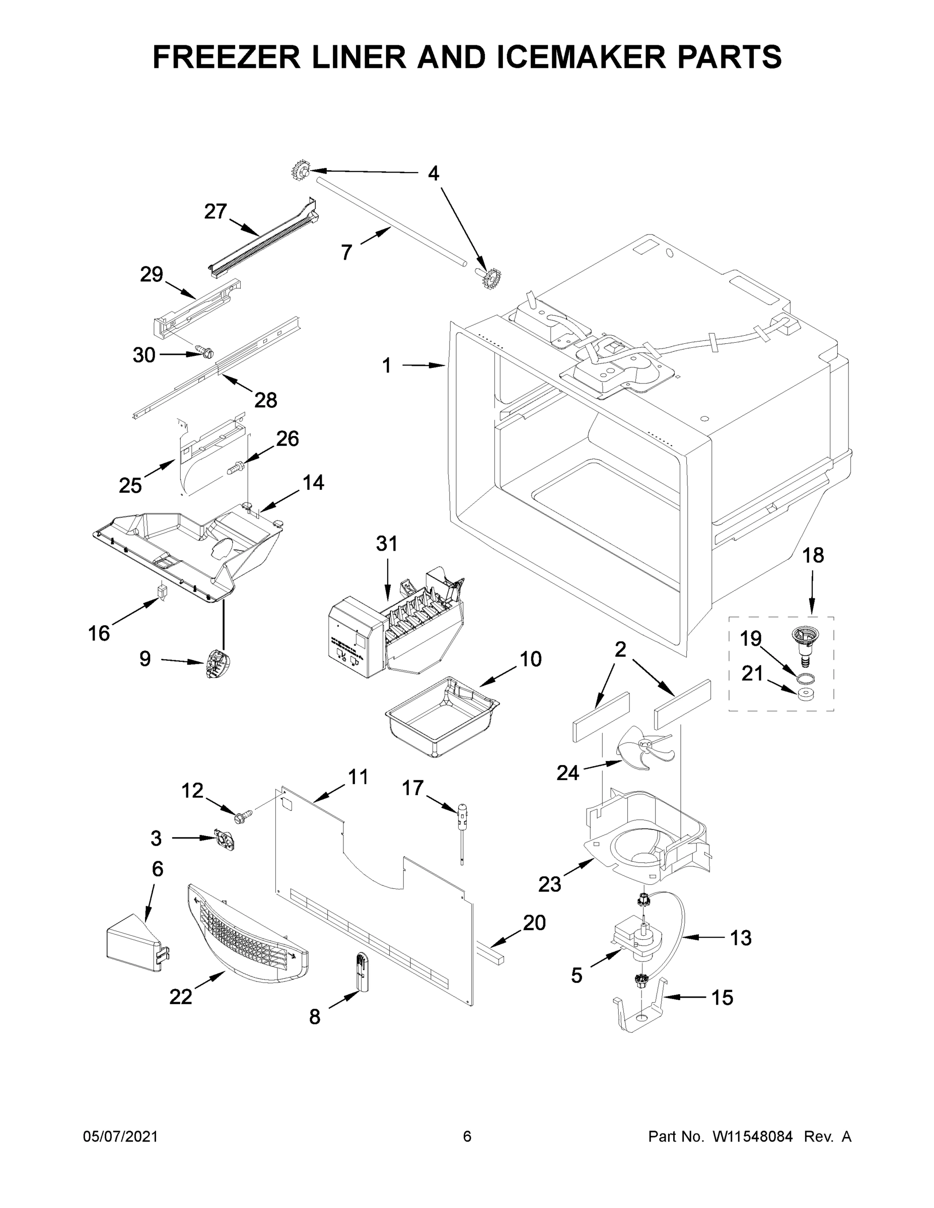 04 - FREEZER LINER AND ICEMAKER PARTS