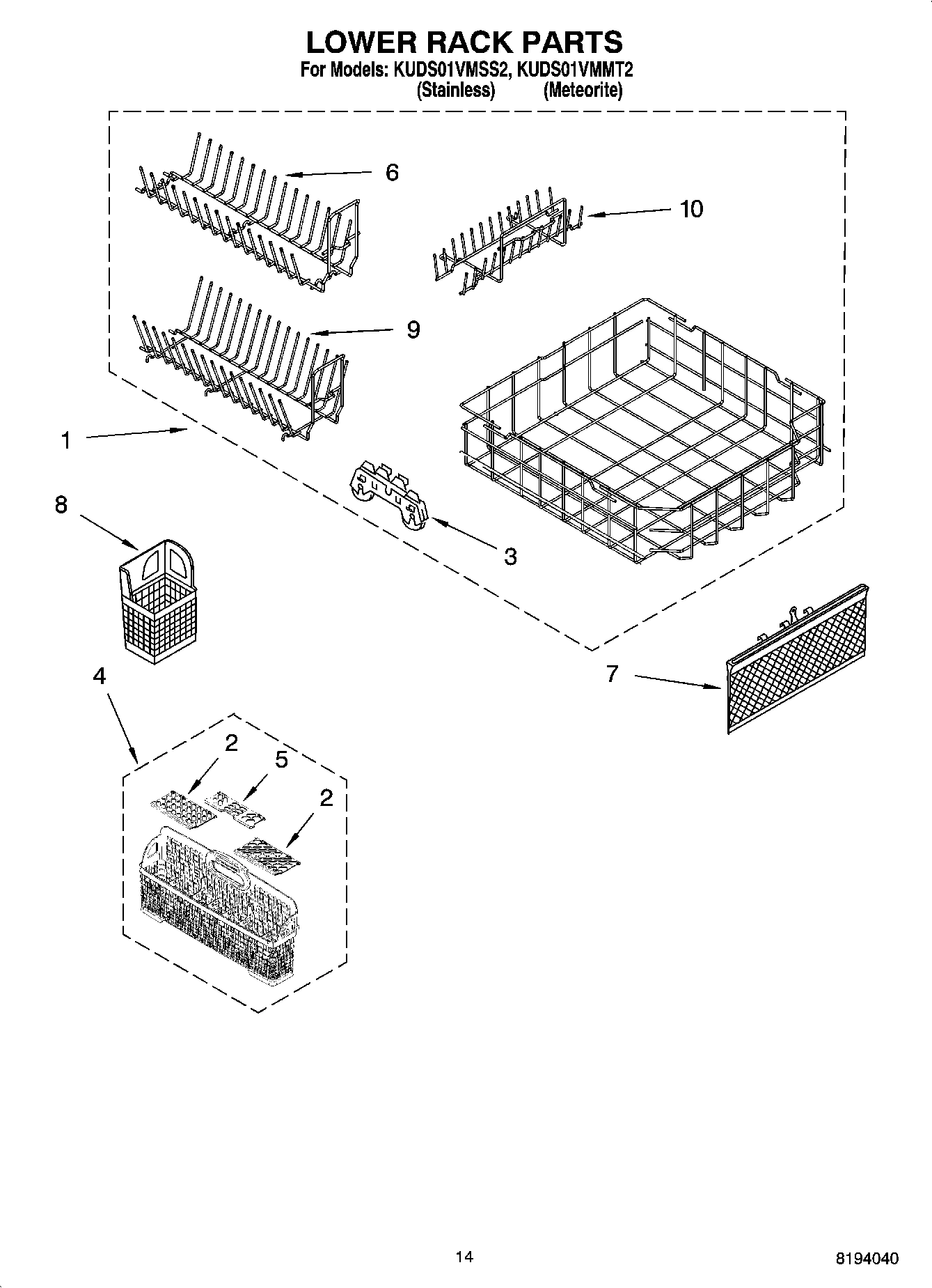 11 - LOWER RACK PARTS, OPTIONAL PARTS (NOT INCLUDED)