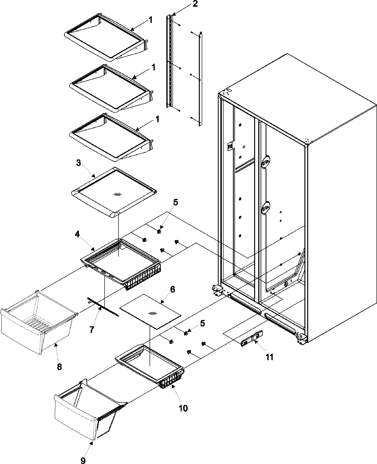 08 - CRISPER ASSY & REF SHELF SERIES 50+