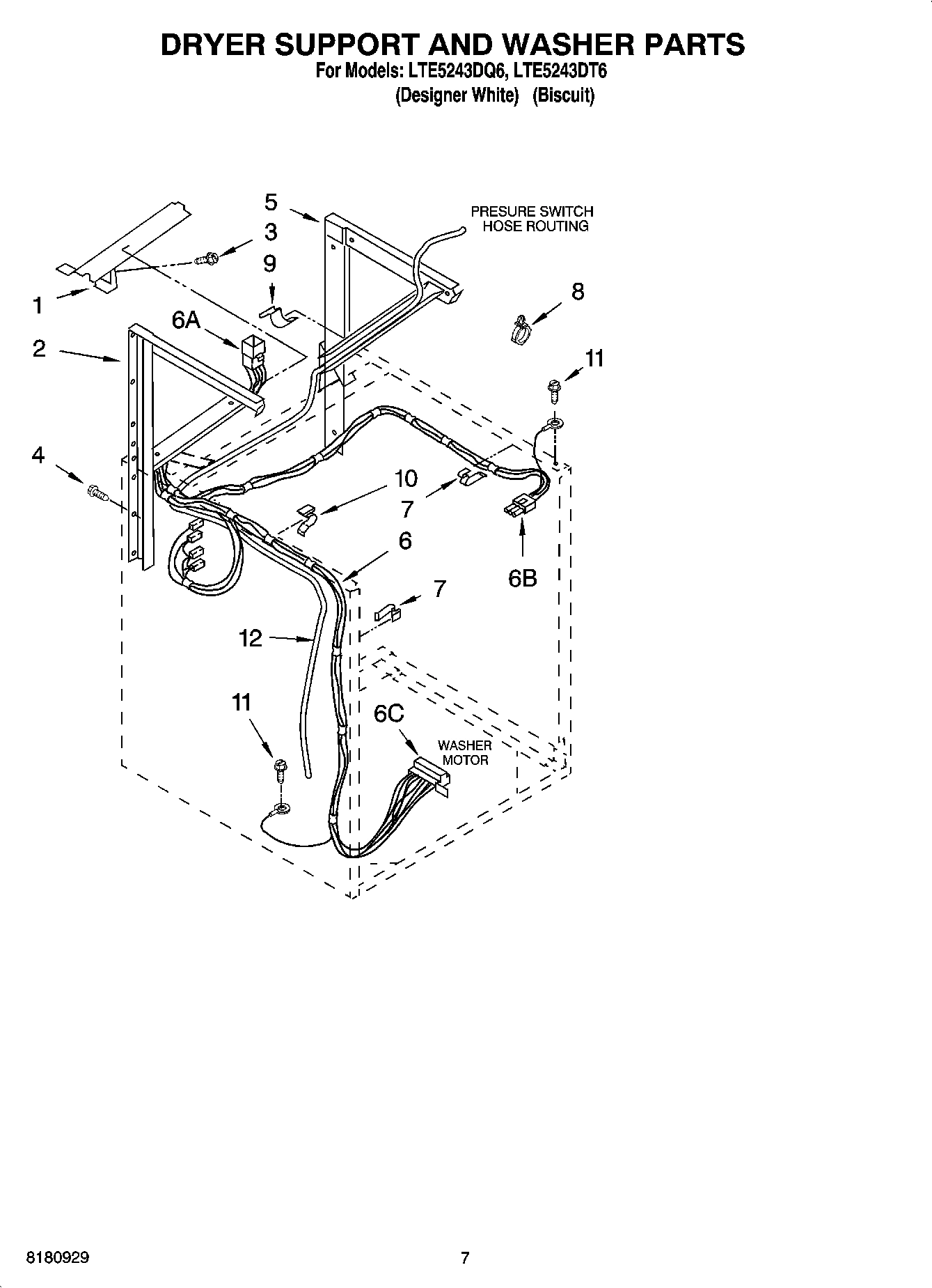 05 - DRYER SUPPORT AND WASHER PARTS