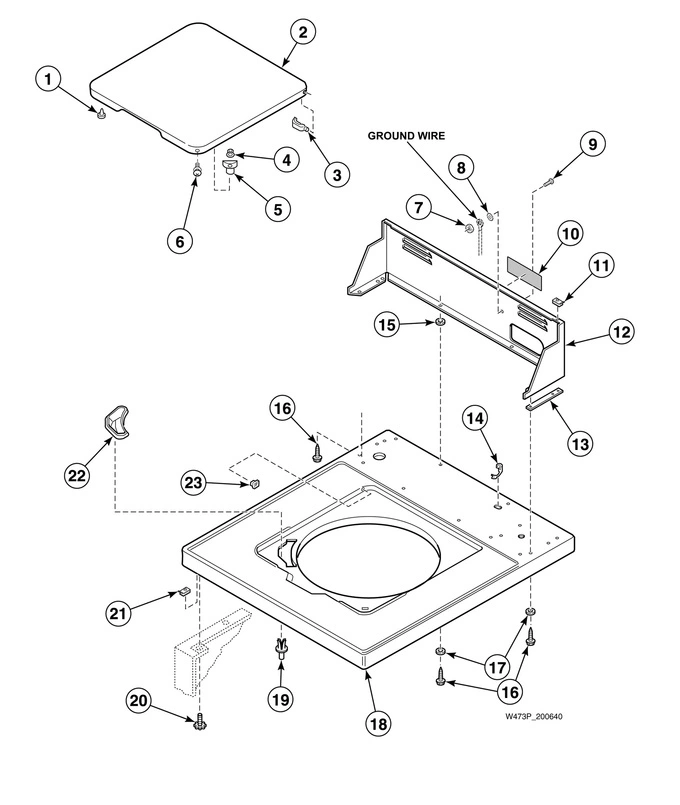 Cabinet Top, Loading Door And Control Hood