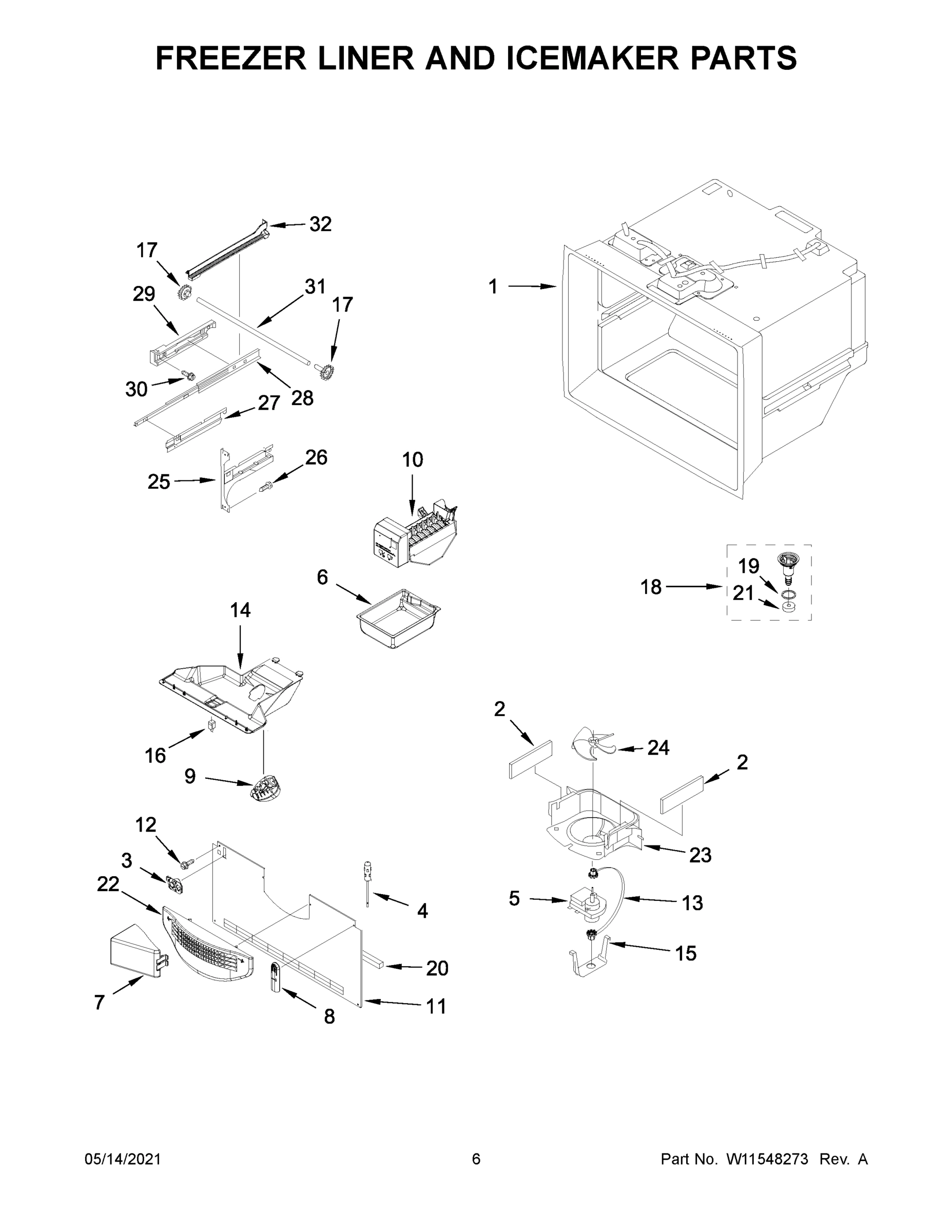04 - FREEZER LINER AND ICEMAKER PARTS