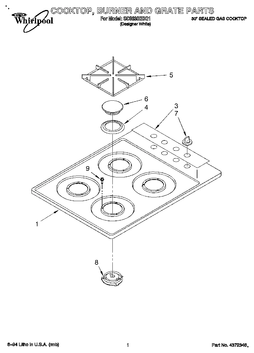 01 - COOKTOP, BURNER AND GRATE