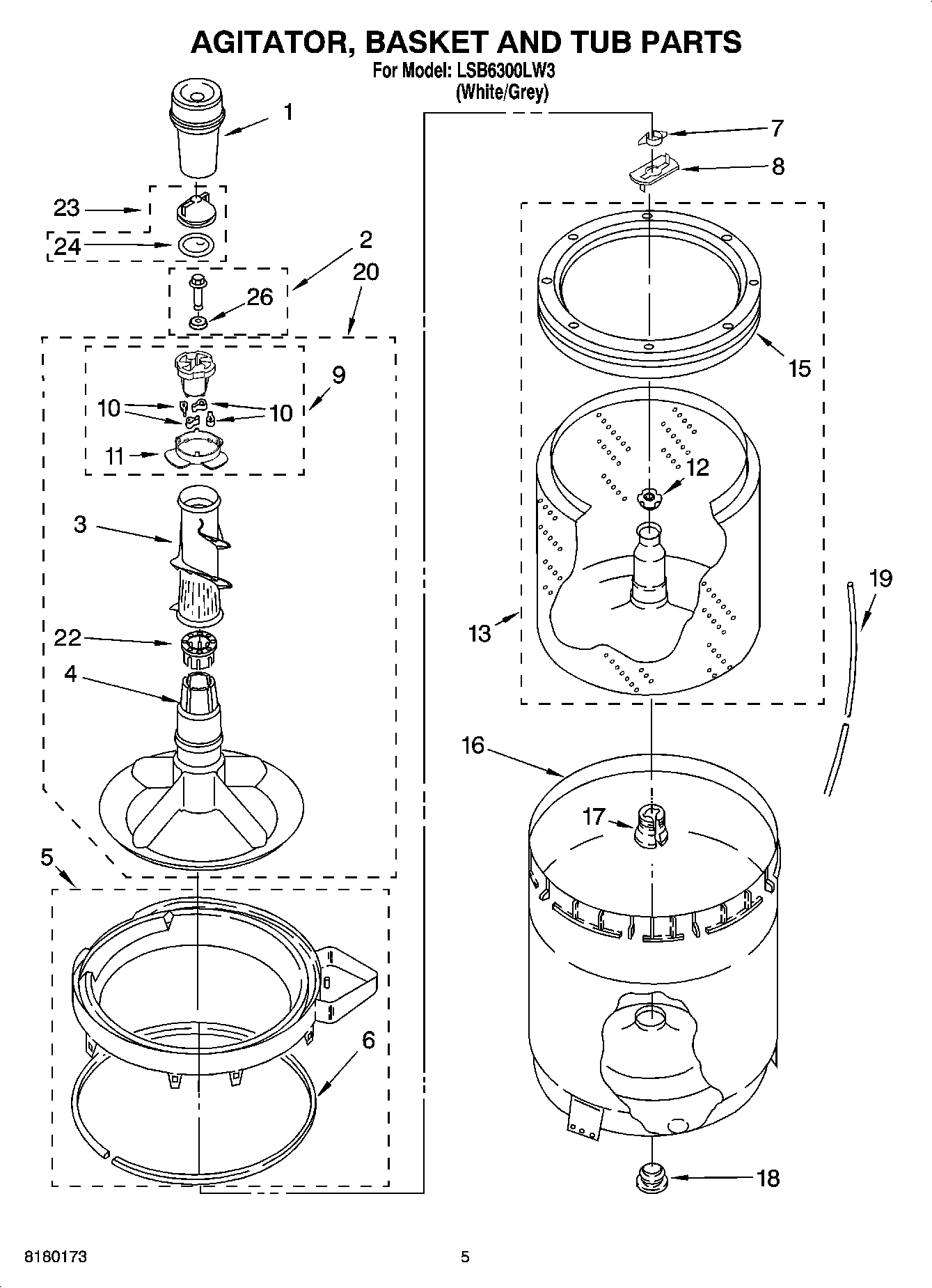 03 - AGITATOR, BASKET AND TUB PARTS