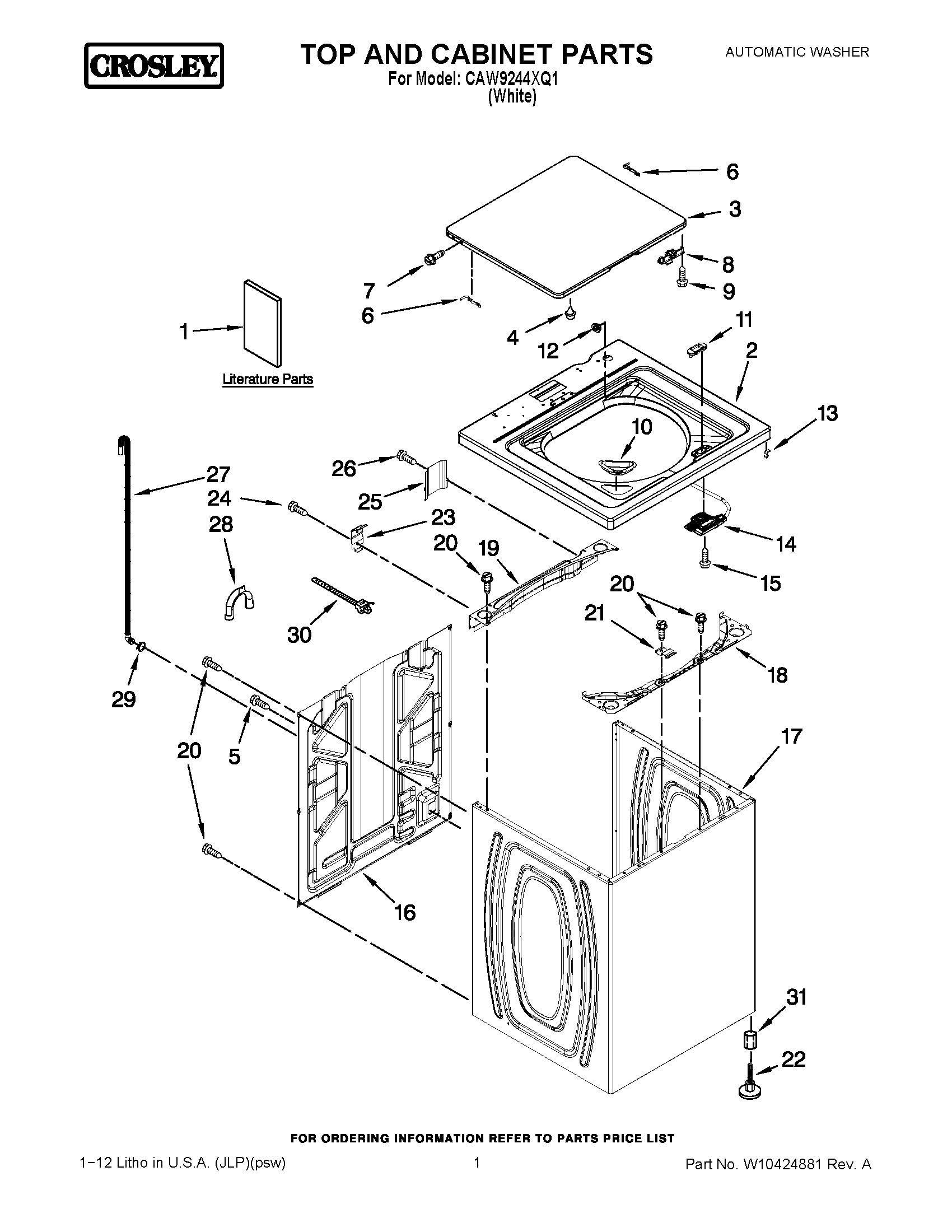 01 - TOP AND CABINET PARTS