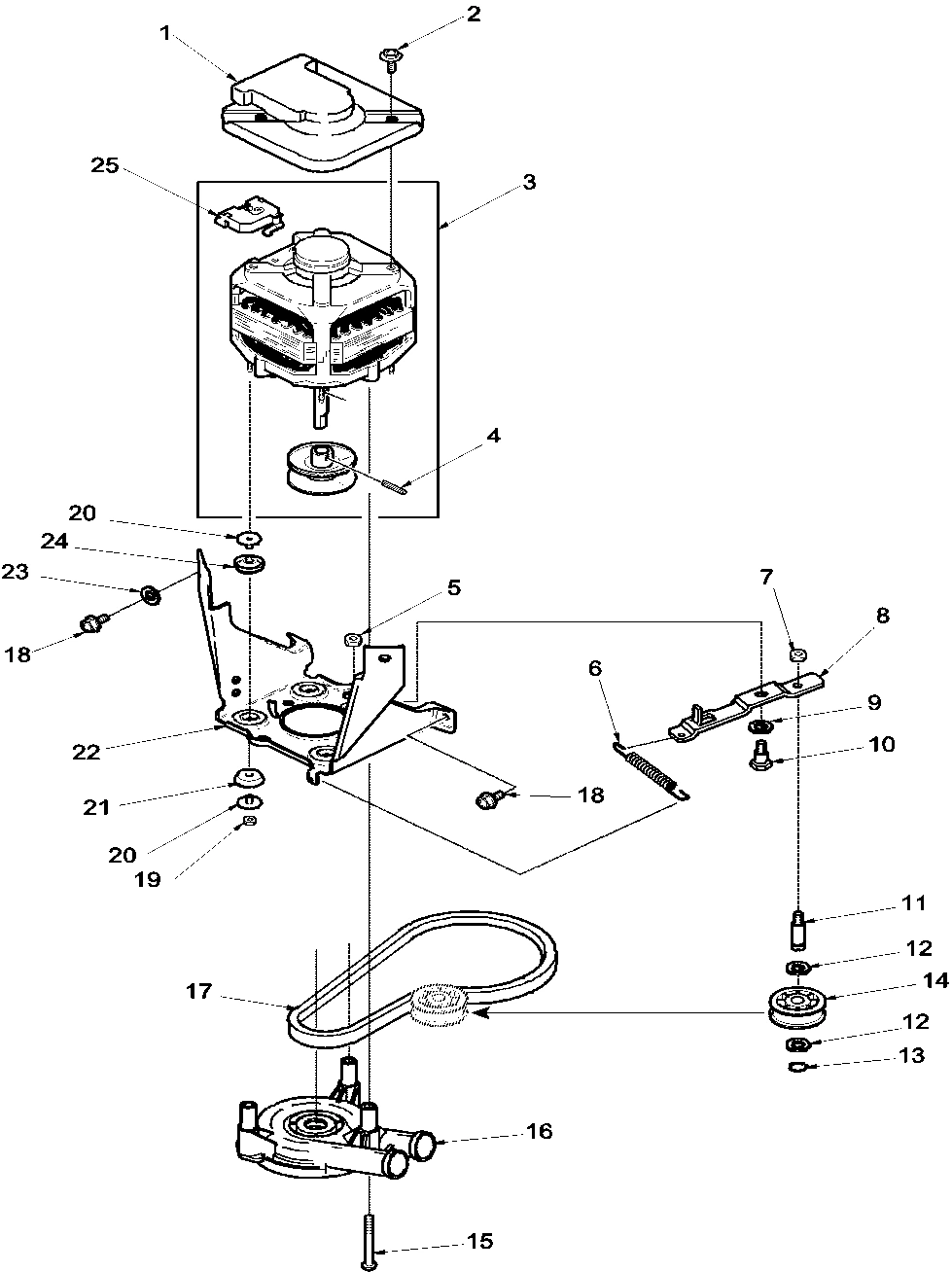 08 - Motor, Belt, Pump, and Idler Assy