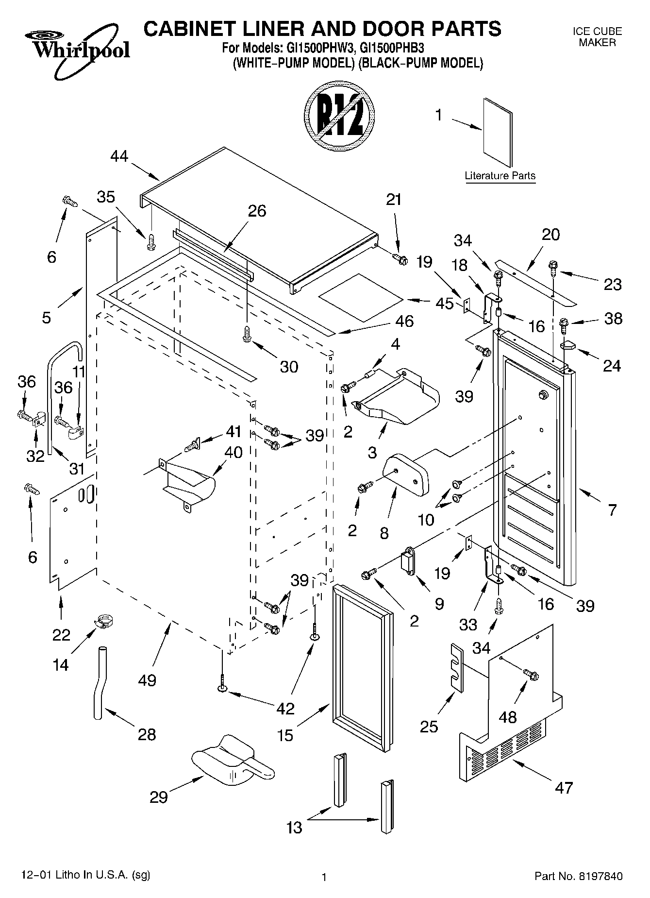 01 - CABINET, LINER AND DOOR, LITERATURE
