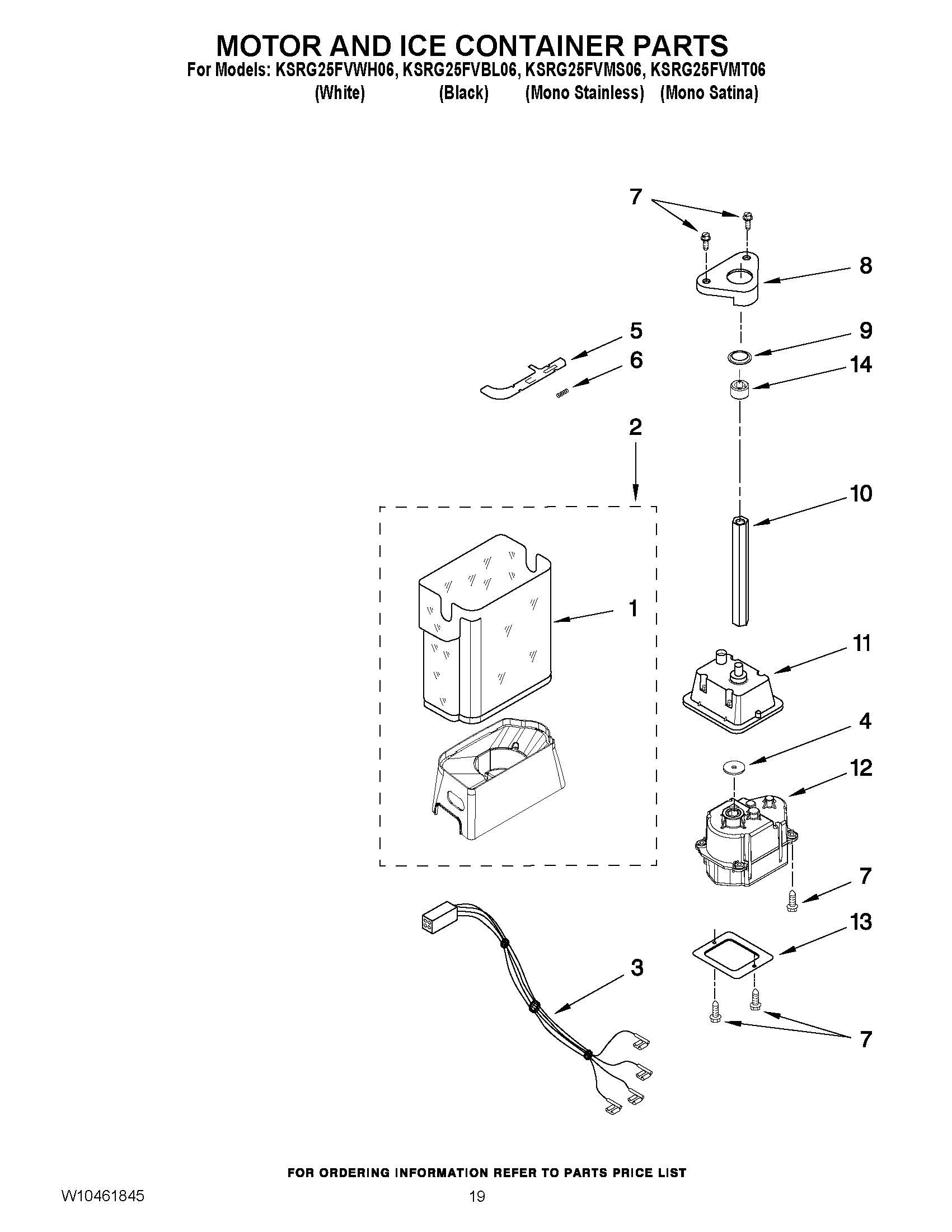 12 - MOTOR AND ICE CONTAINER PARTS