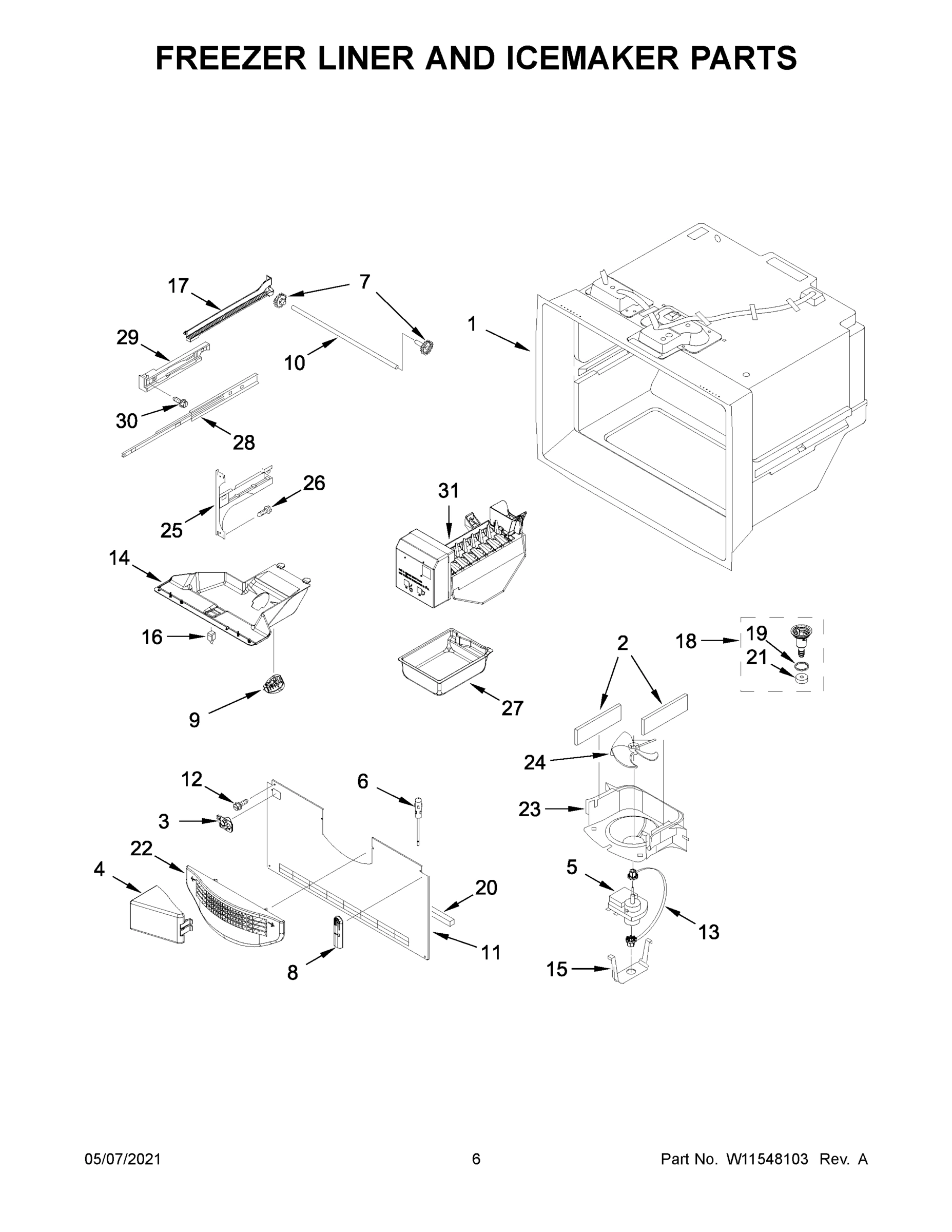 04 - FREEZER LINER AND ICEMAKER PARTS