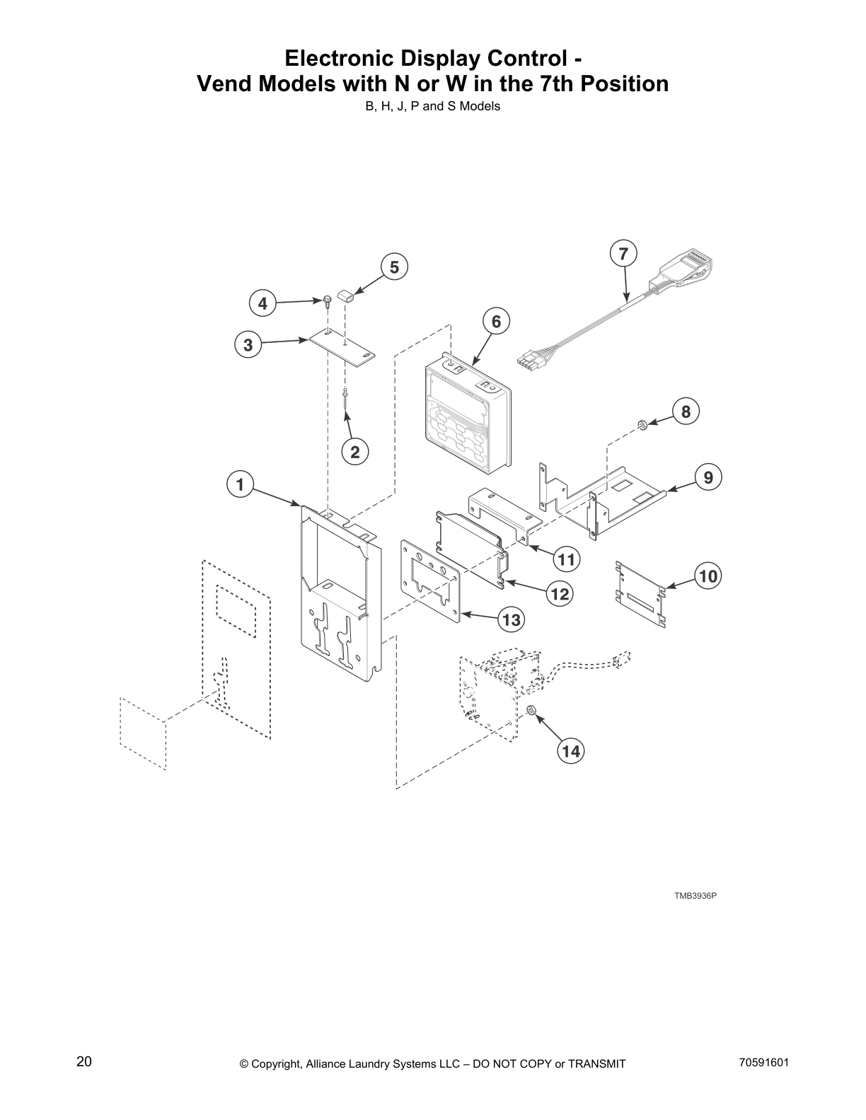 Electronic Display Control -
Vend Models with N or W in the 7th Position