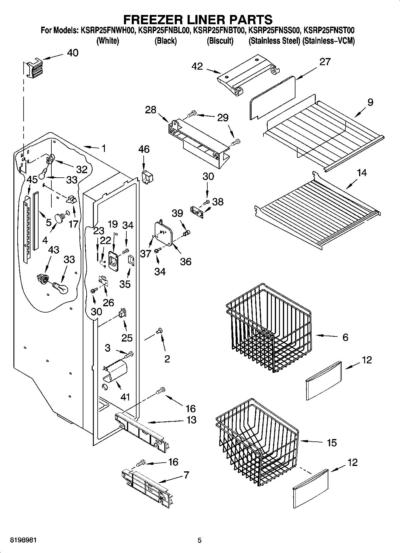 04 - FREEZER LINER PARTS
