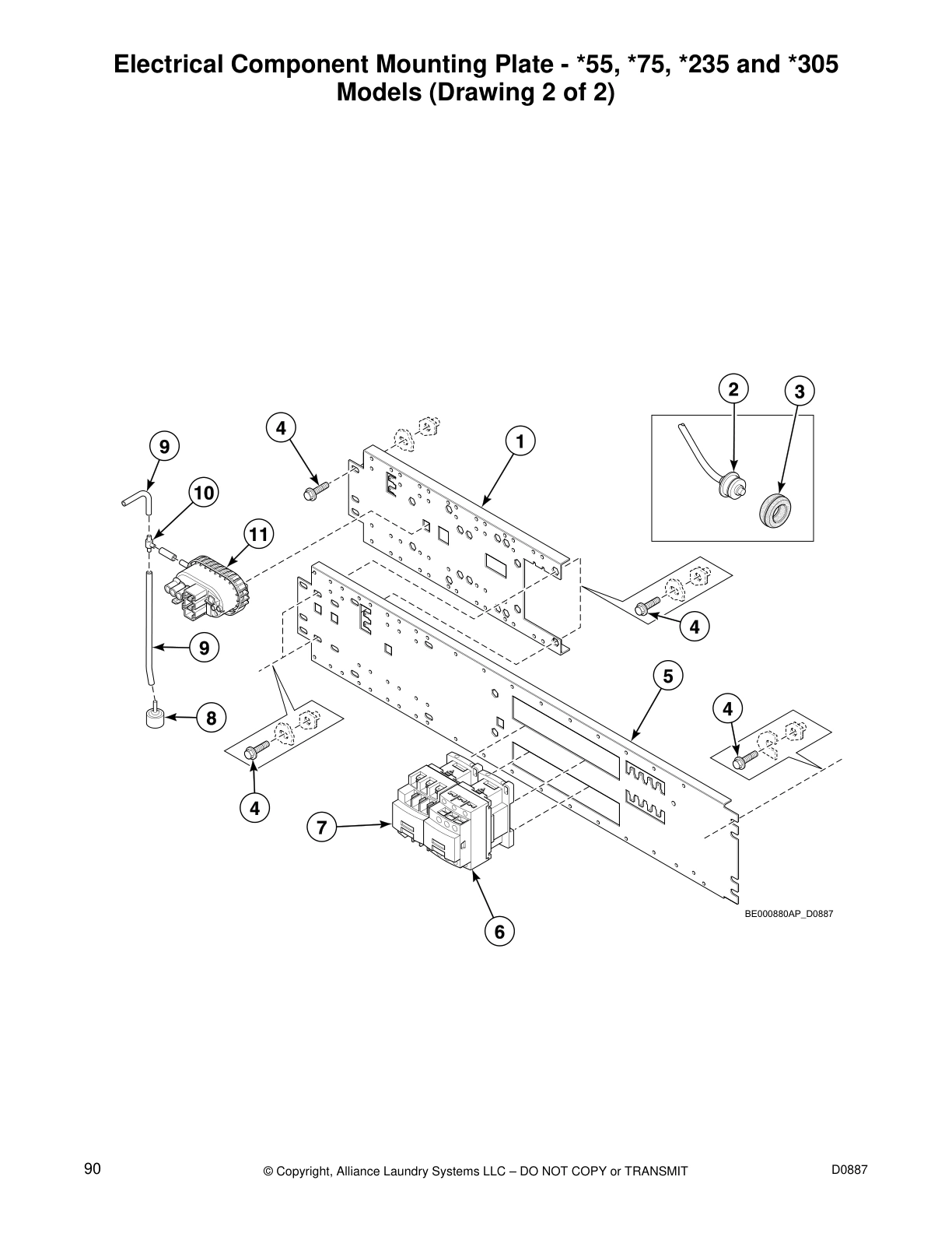 Electrical Component Mounting Plate - *55, *75, *235 and *305
Models (Drawing 2 of 2)