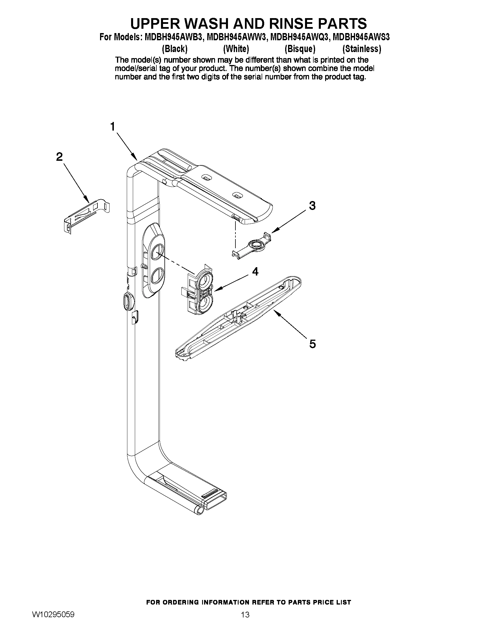 10 - UPPER WASH AND RINSE PARTS