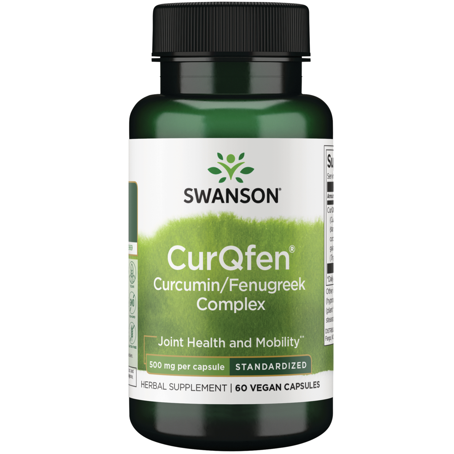 Swanson Vitamins Curqfen Curcumin/Fenugreek Complex - Standardized Vitamin | 500 mg | 60 Vegan Caps