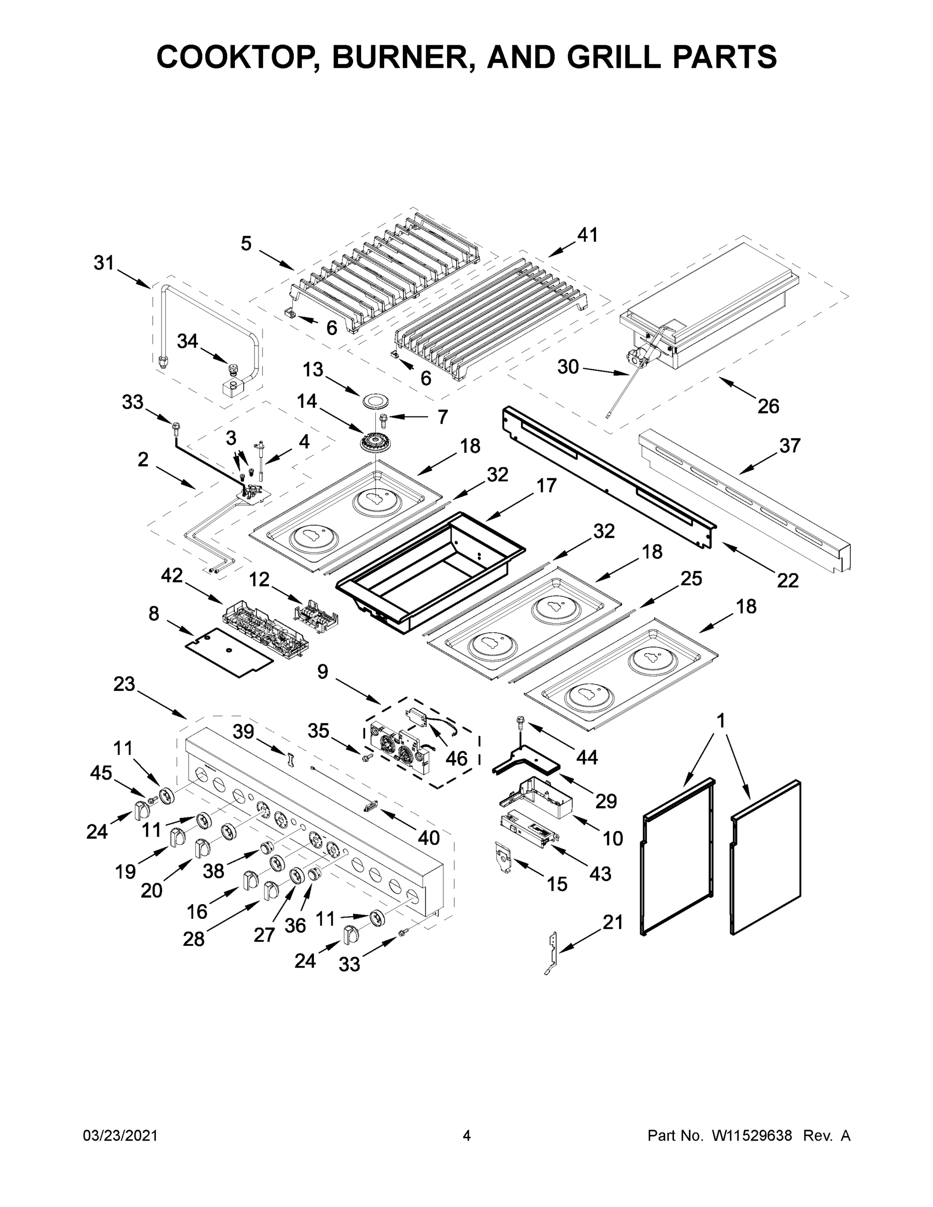 03 - COOKTOP, BURNER, AND GRILL PARTS