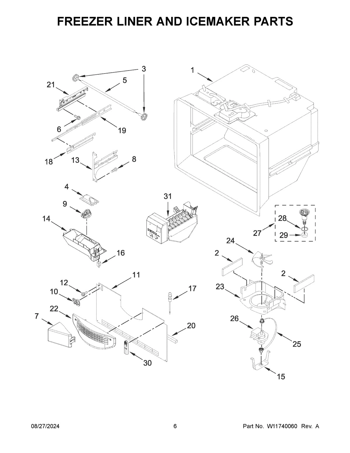 04 - FREEZER LINER AND ICEMAKER PARTS