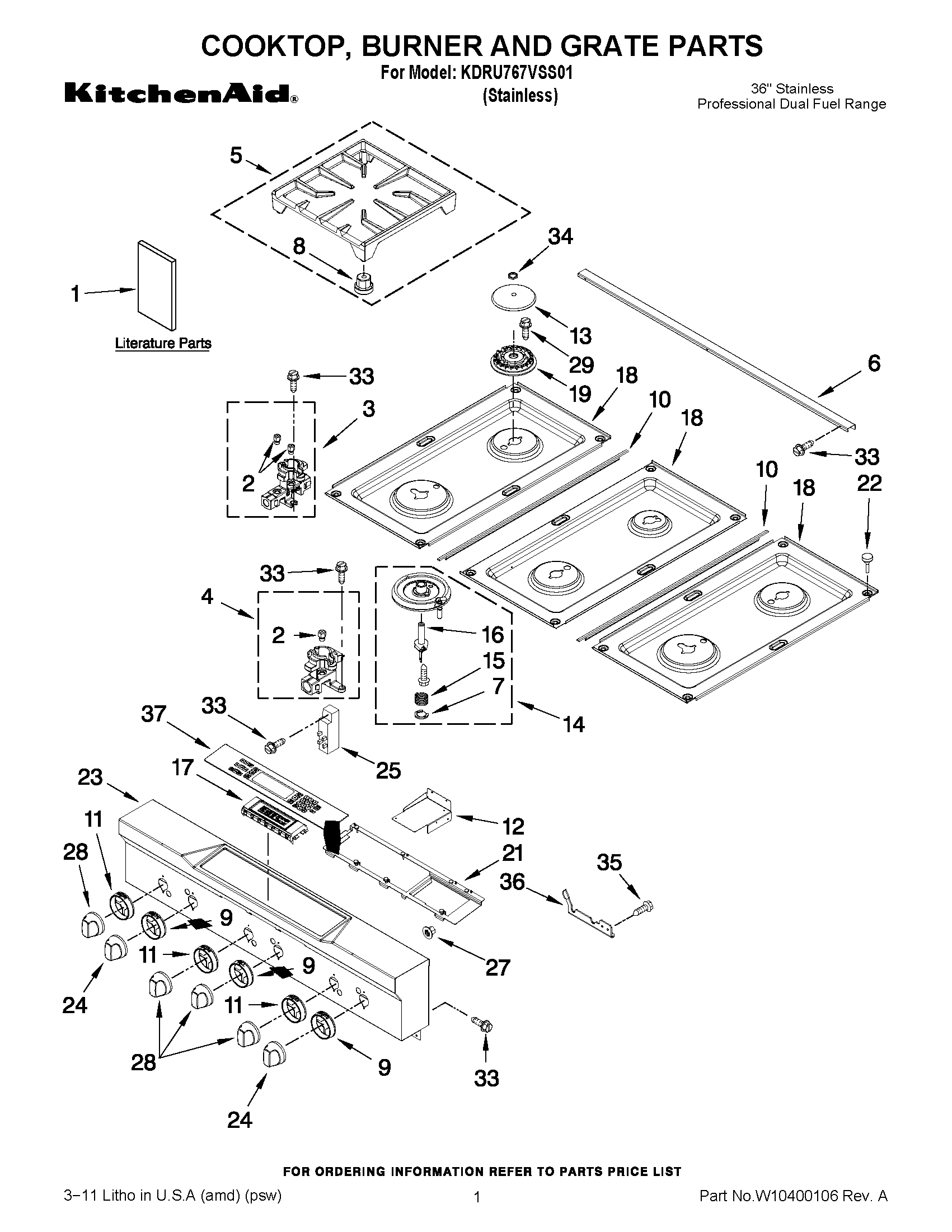 01 - COOKTOP, BURNER AND GRATE PARTS