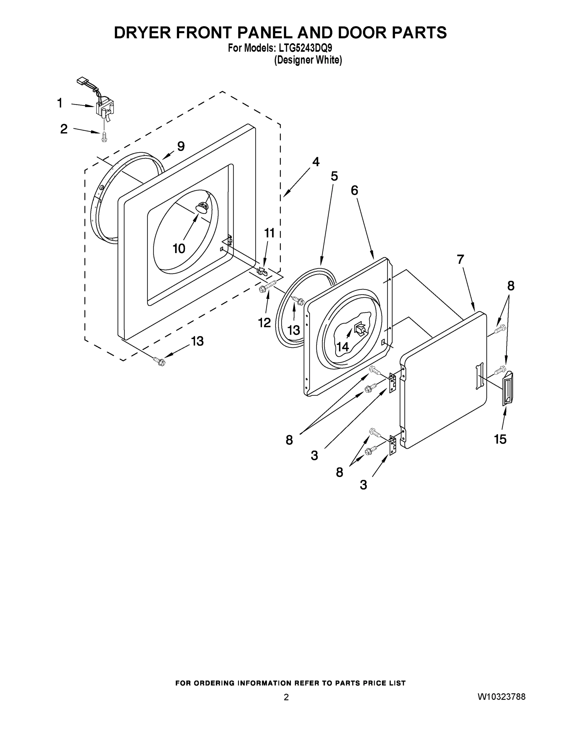 02 - DRYER FRONT PANEL AND DOOR PARTS
