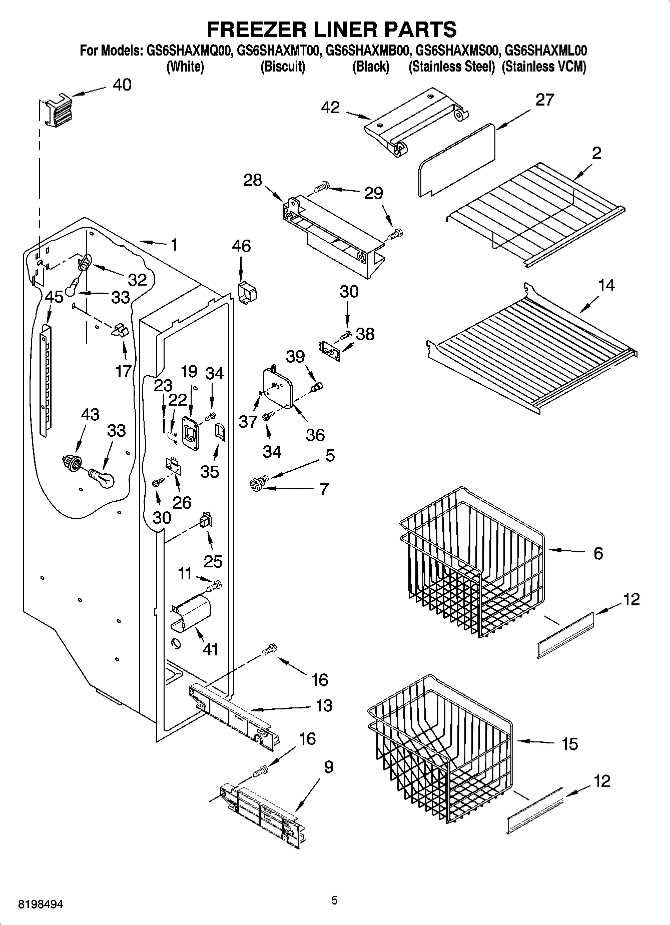 04 - FREEZER LINER PARTS