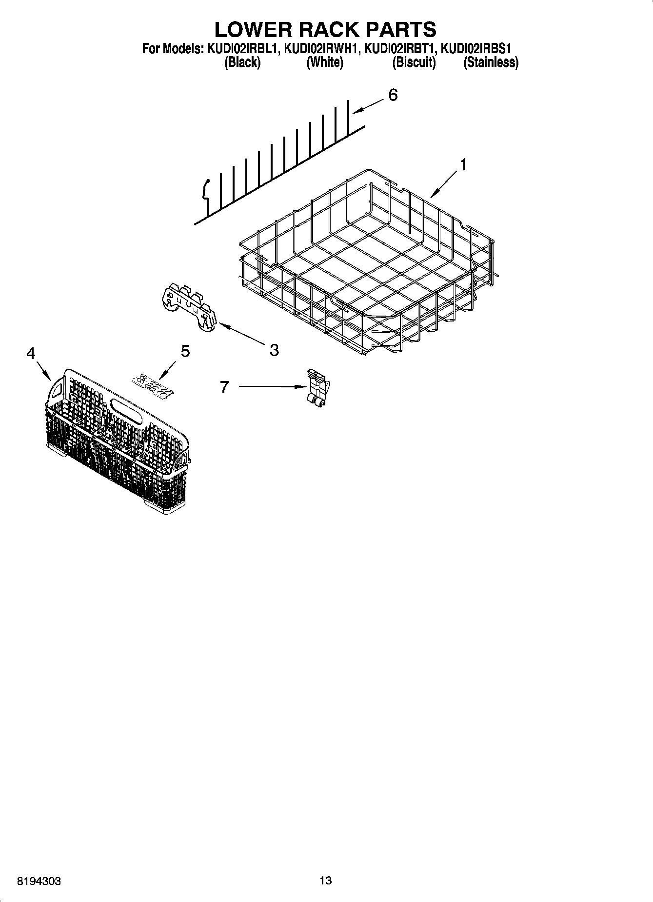 11 - LOWER RACK PARTS, OPTIONAL PARTS (NOT INCLUDED)