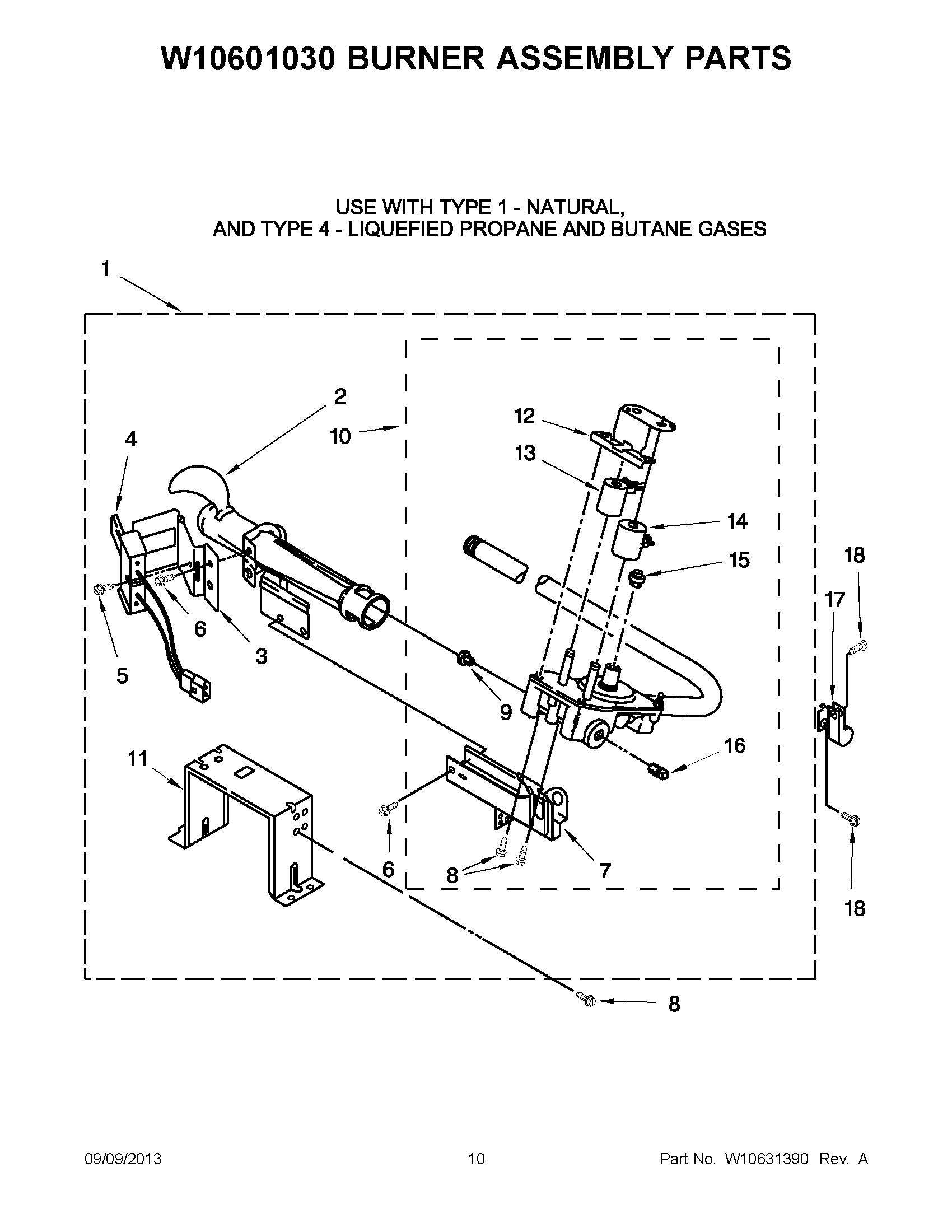 06 - W10601030 BURNER ASSEMBLY PARTS