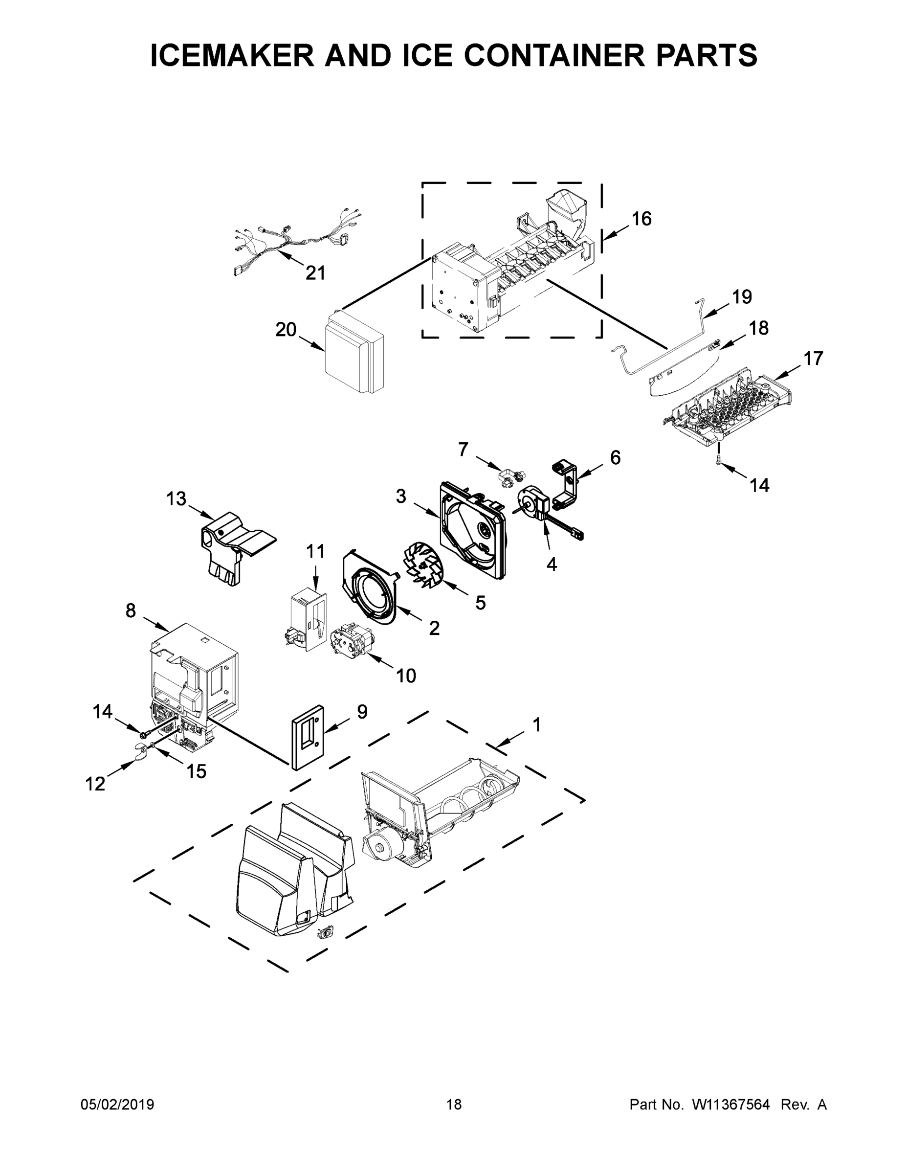 10 - ICEMAKER AND ICE CONTAINER PARTS