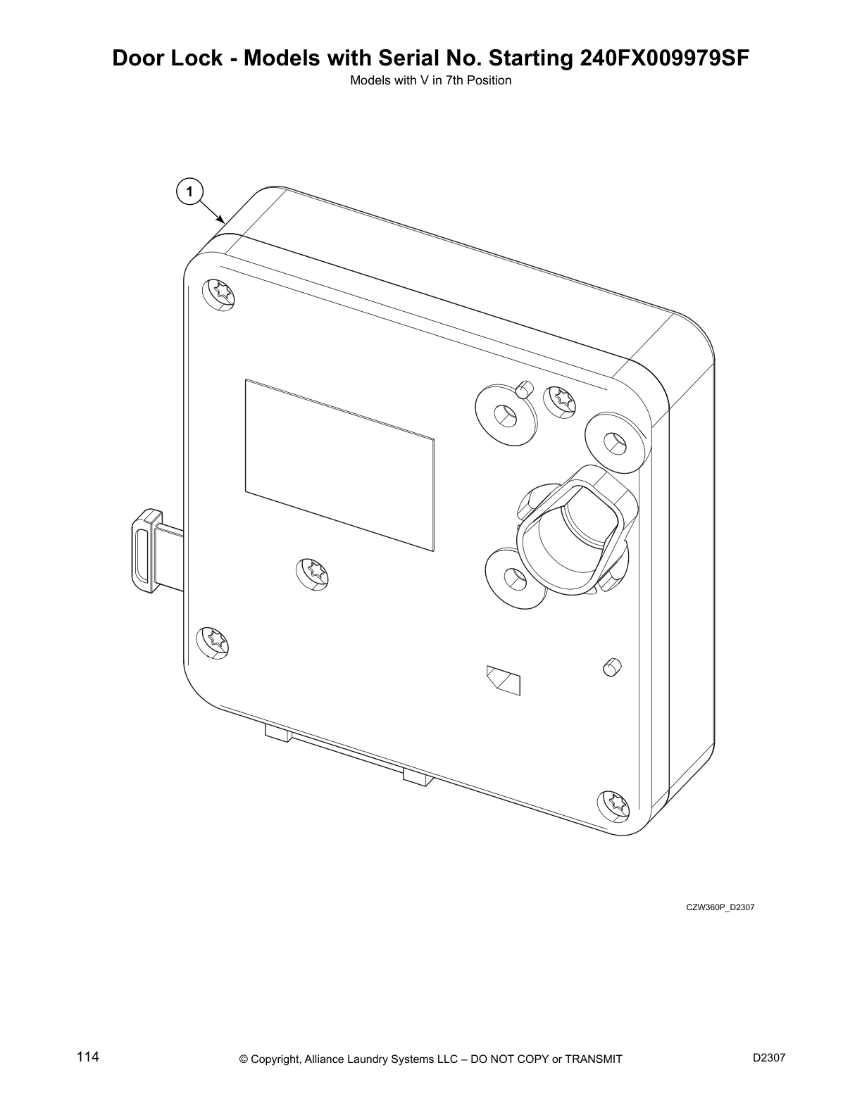 Door Lock - Models with Serial No. Starting 240FX009979SF