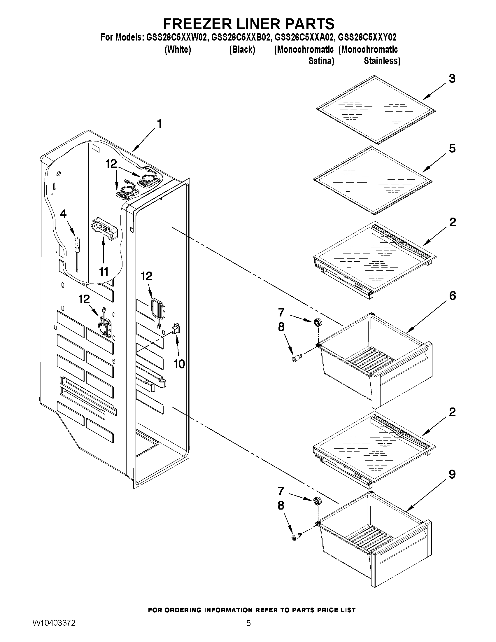 04 - FREEZER LINER PARTS