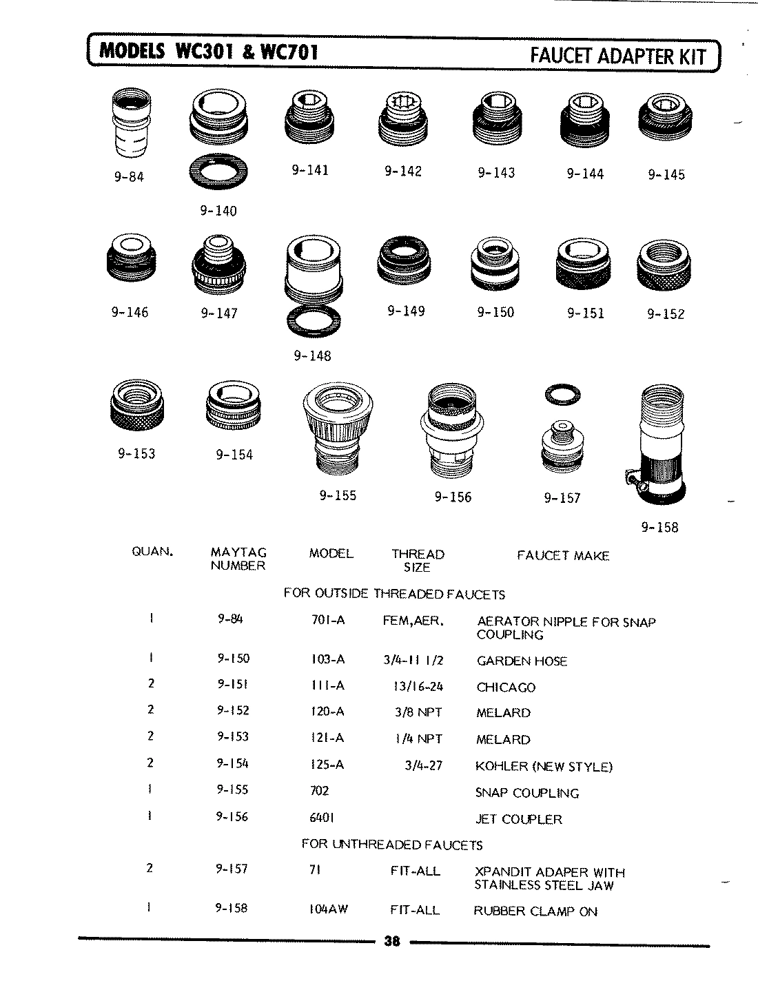 06 - FAUCET ADAPT KIT (INSIDE THREAD)(WC301)