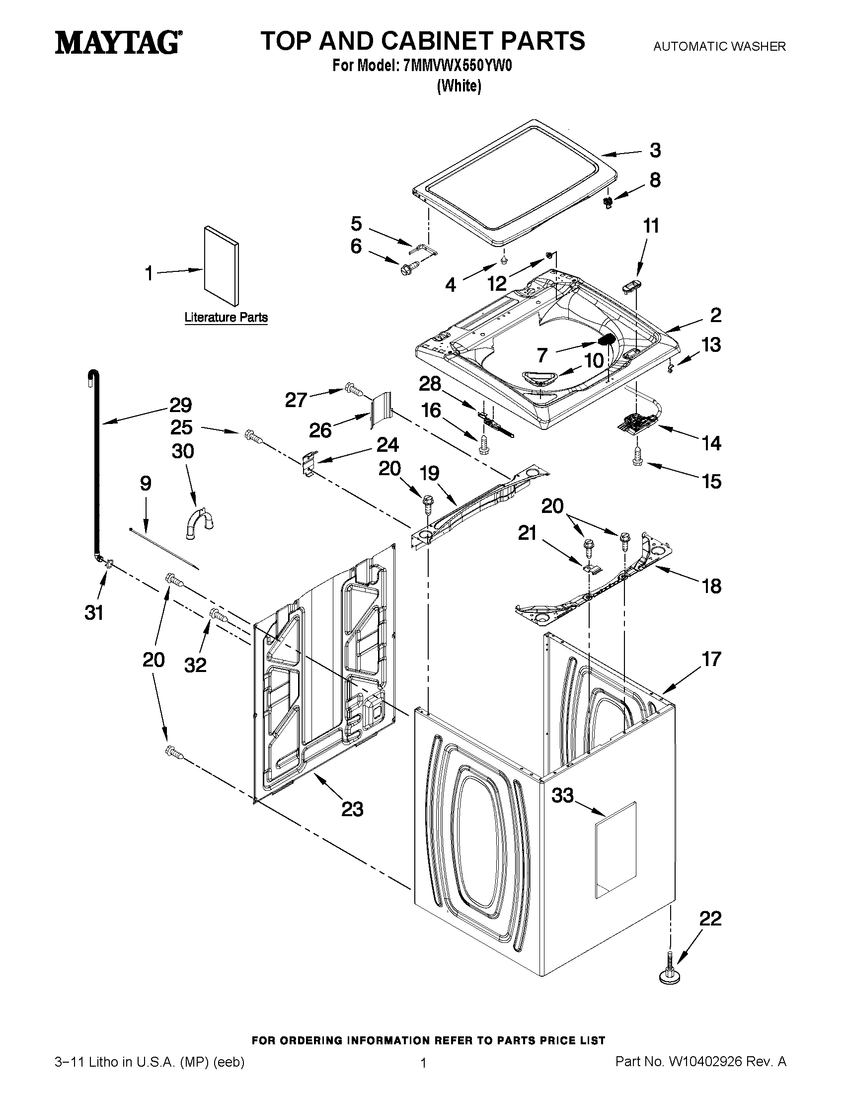 01 - TOP AND CABINET PARTS