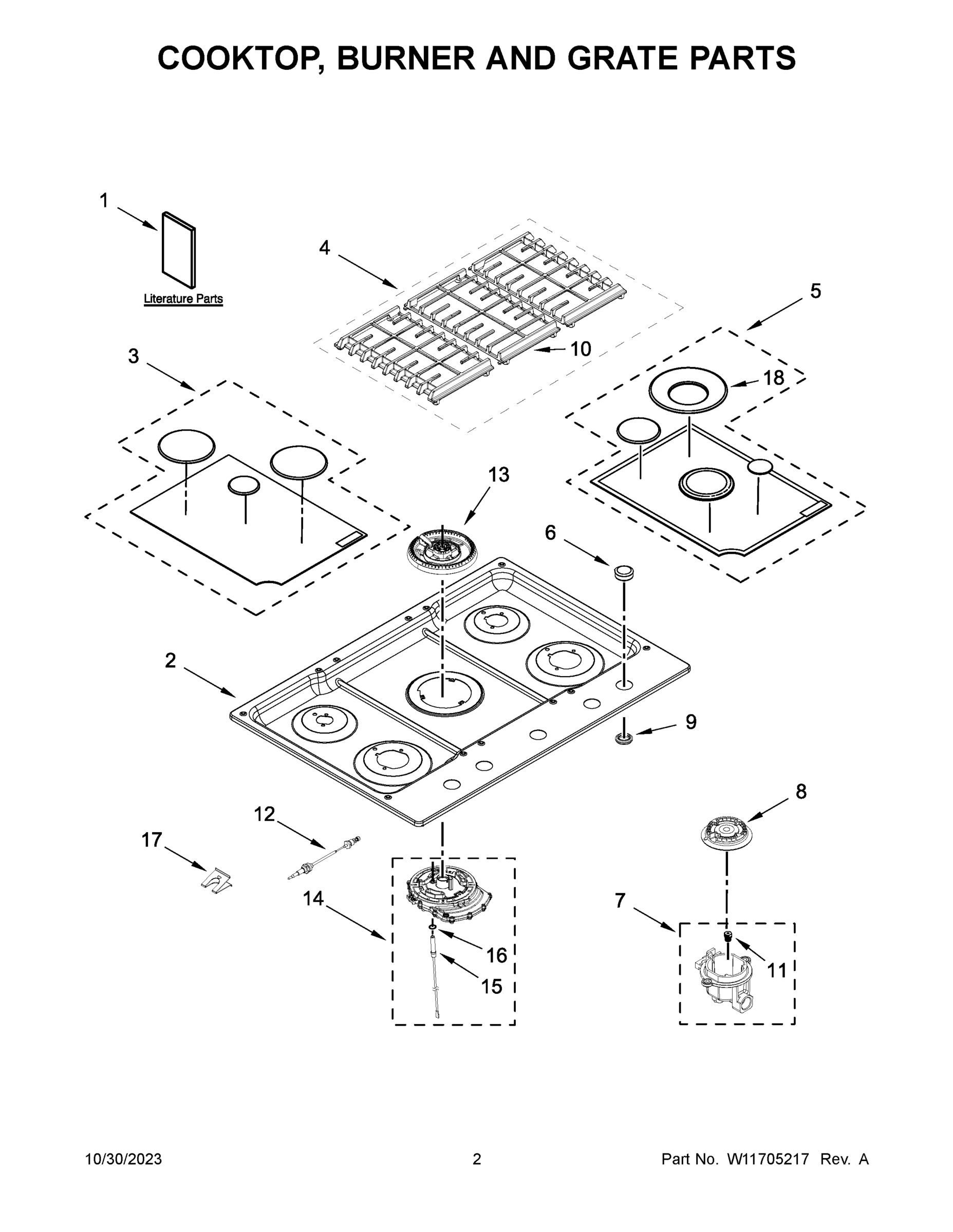 02 - COOKTOP, BURNER AND GRATE PARTS
