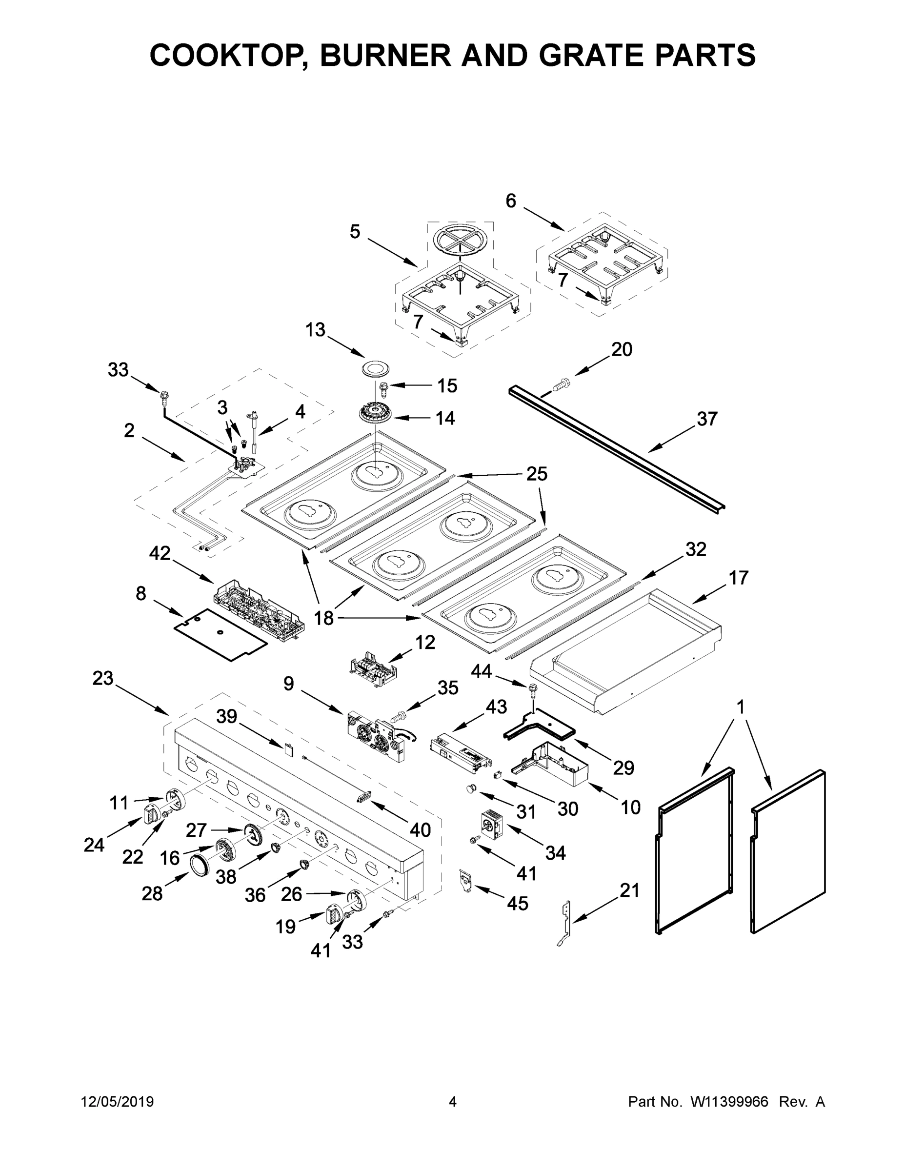 03 - COOKTOP, BURNER AND GRATE PARTS