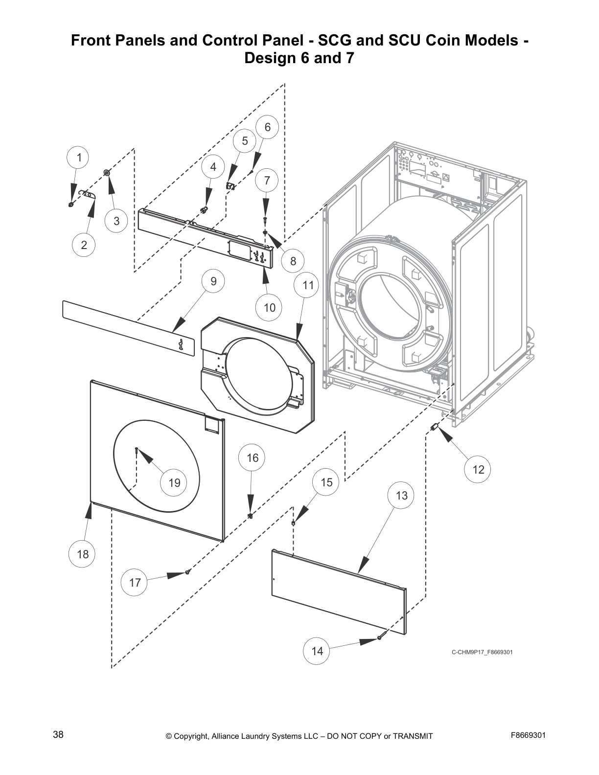 Front Panels and Control Panel - SCG and SCU Coin Models -
Design 6 and 7